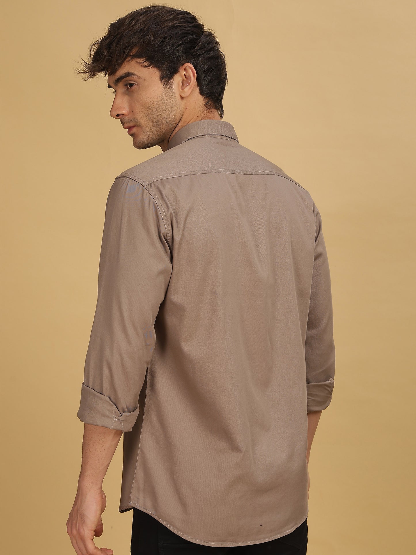 Mens Brown Double Pocket Shirt 