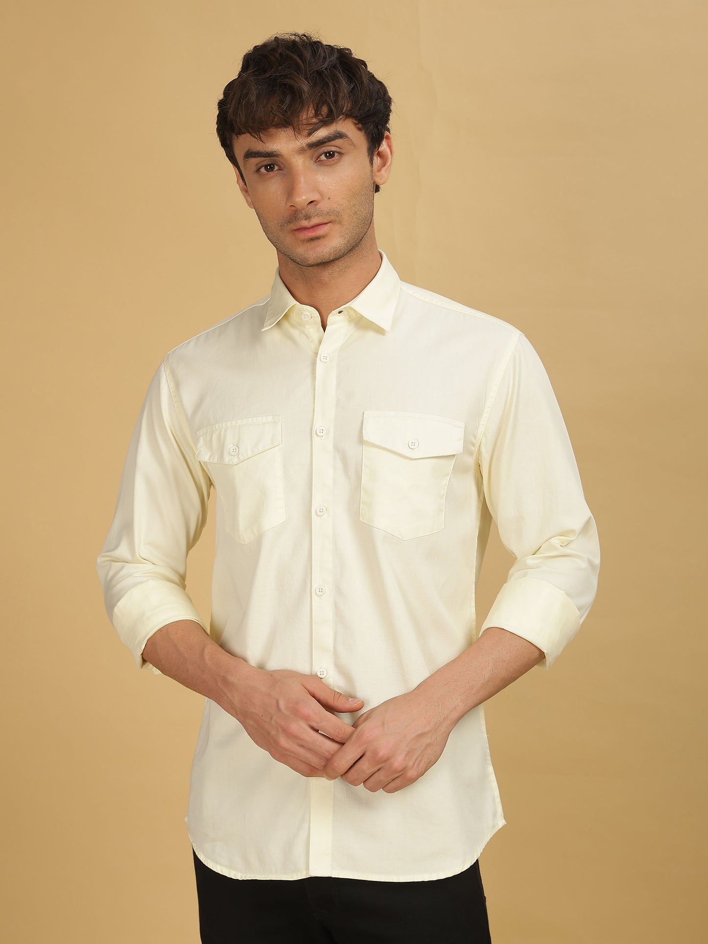 Double Pocket White Shirt for Men 