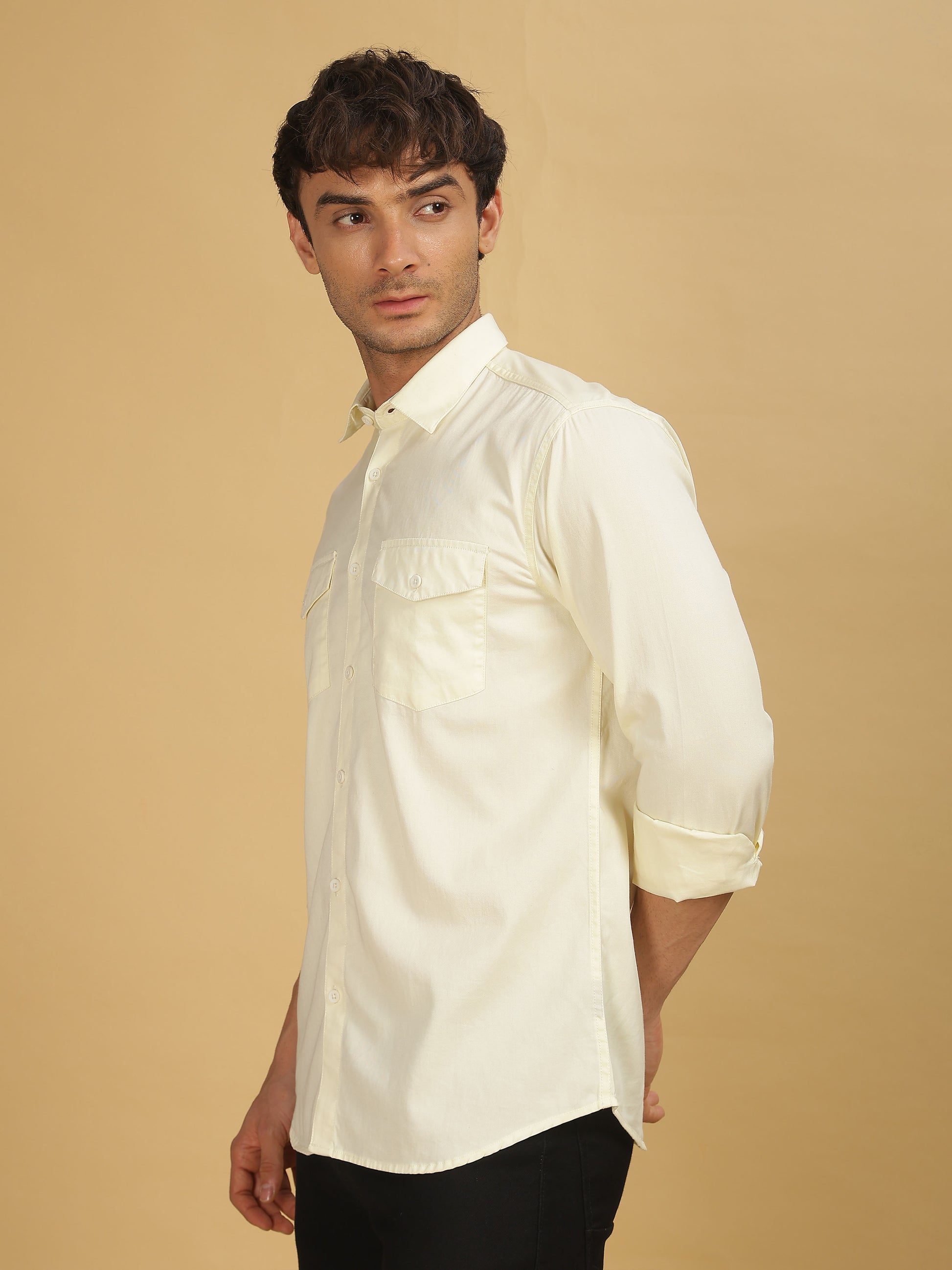 Double Pocket White Shirt for Men 