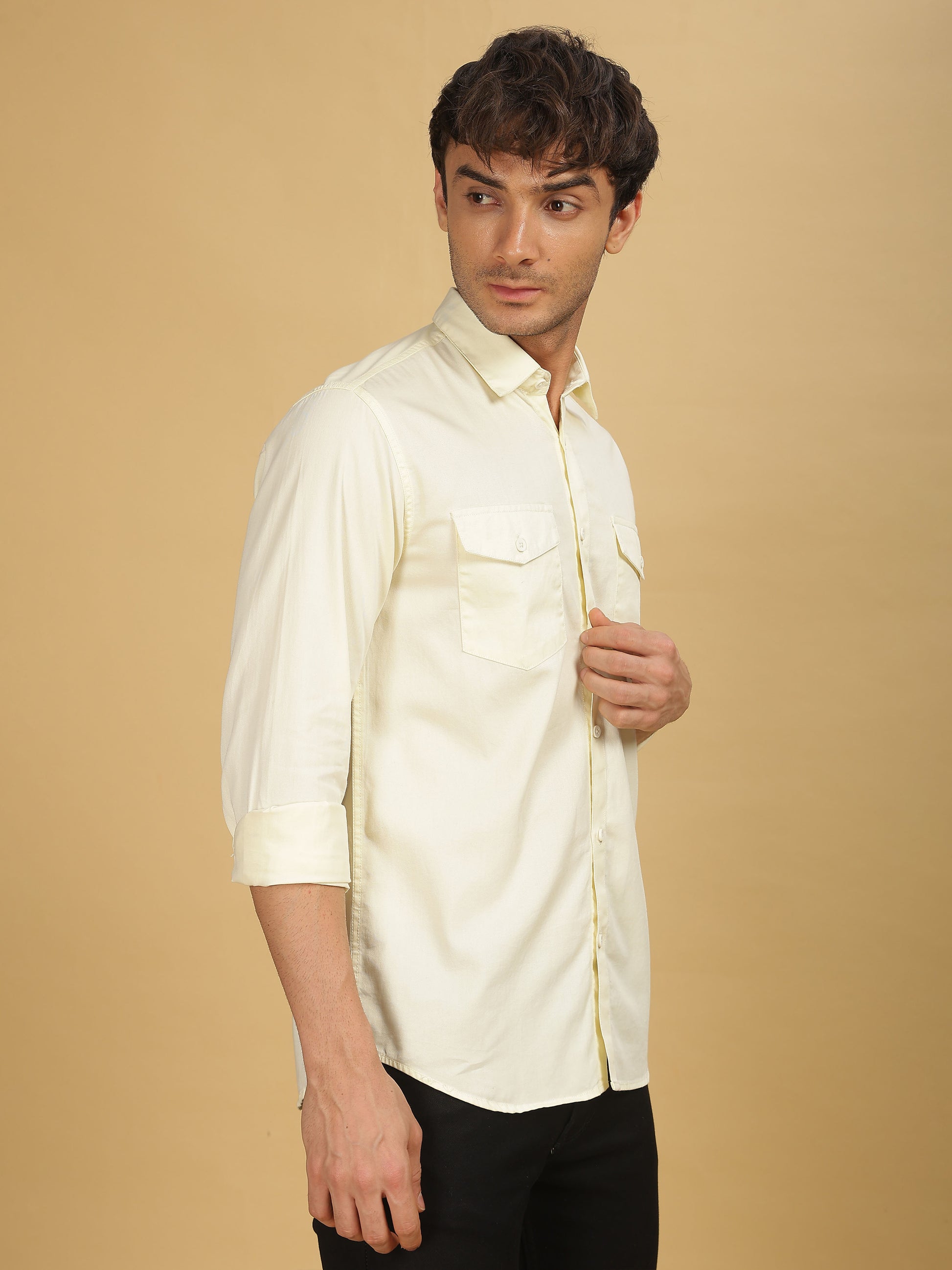 Double Pocket White Shirt for Men 