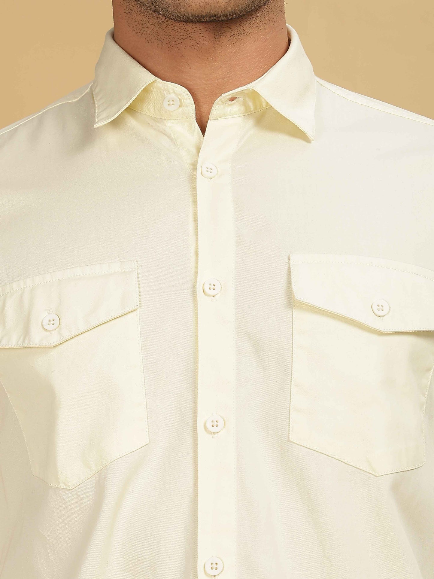 Double Pocket White Shirt for Men 