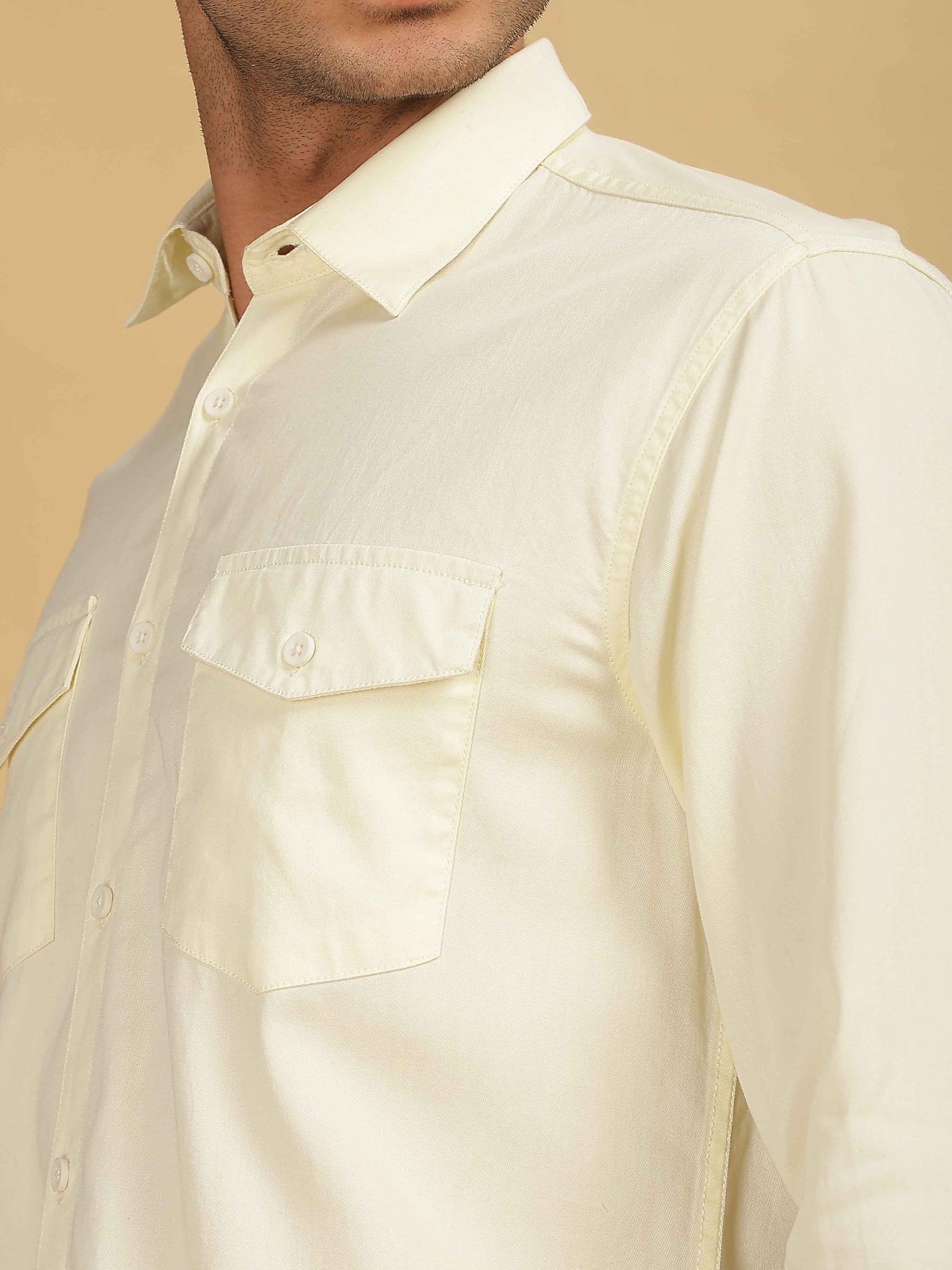 Double Pocket White Shirt for Men 