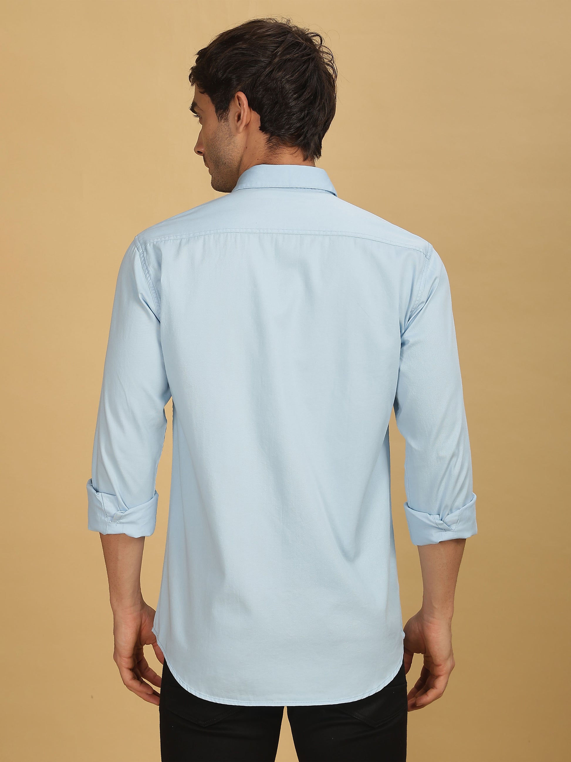 Sky Blue Double Pocket Shirts for Men