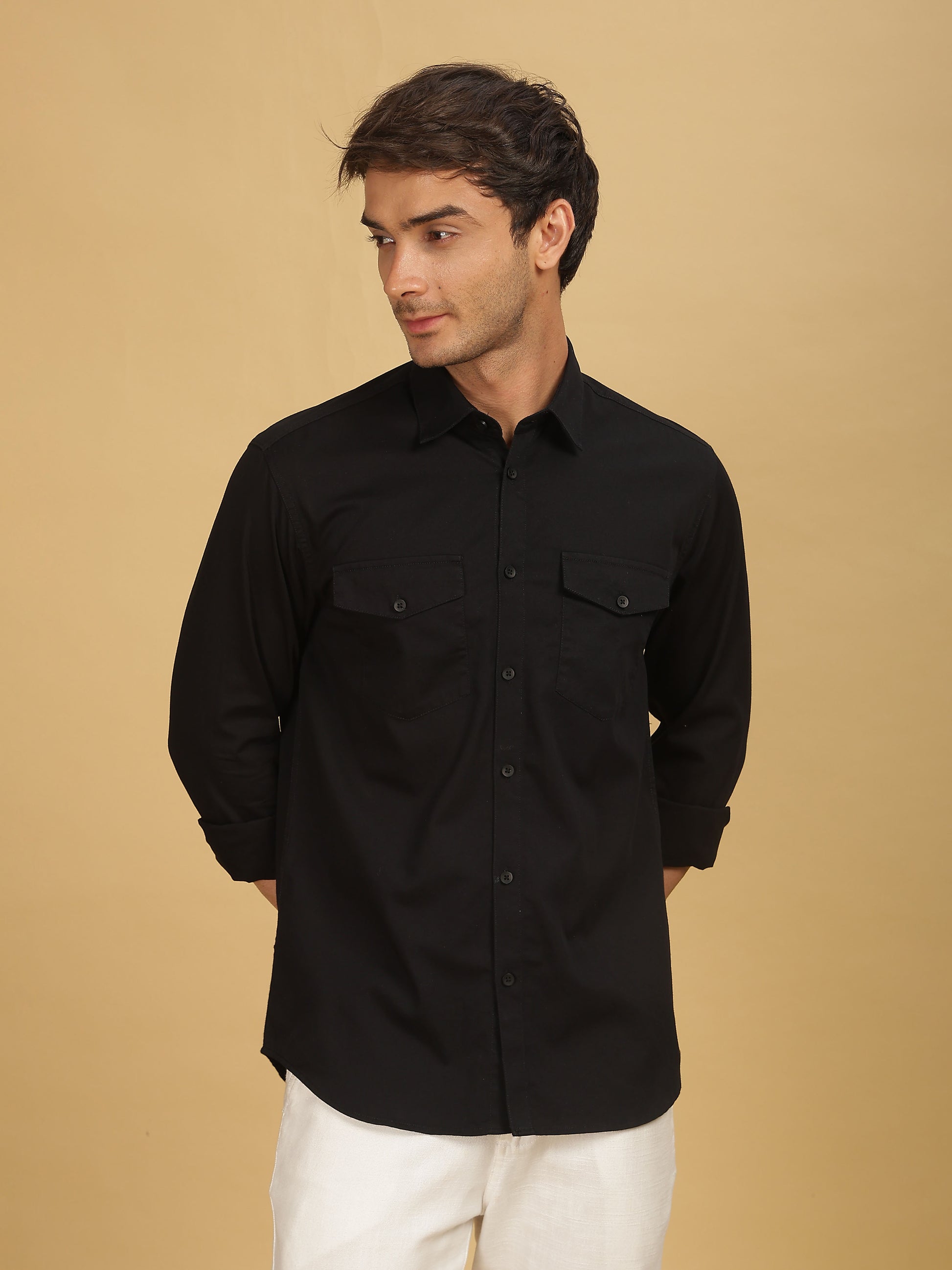 Mens Black Double Pocket 