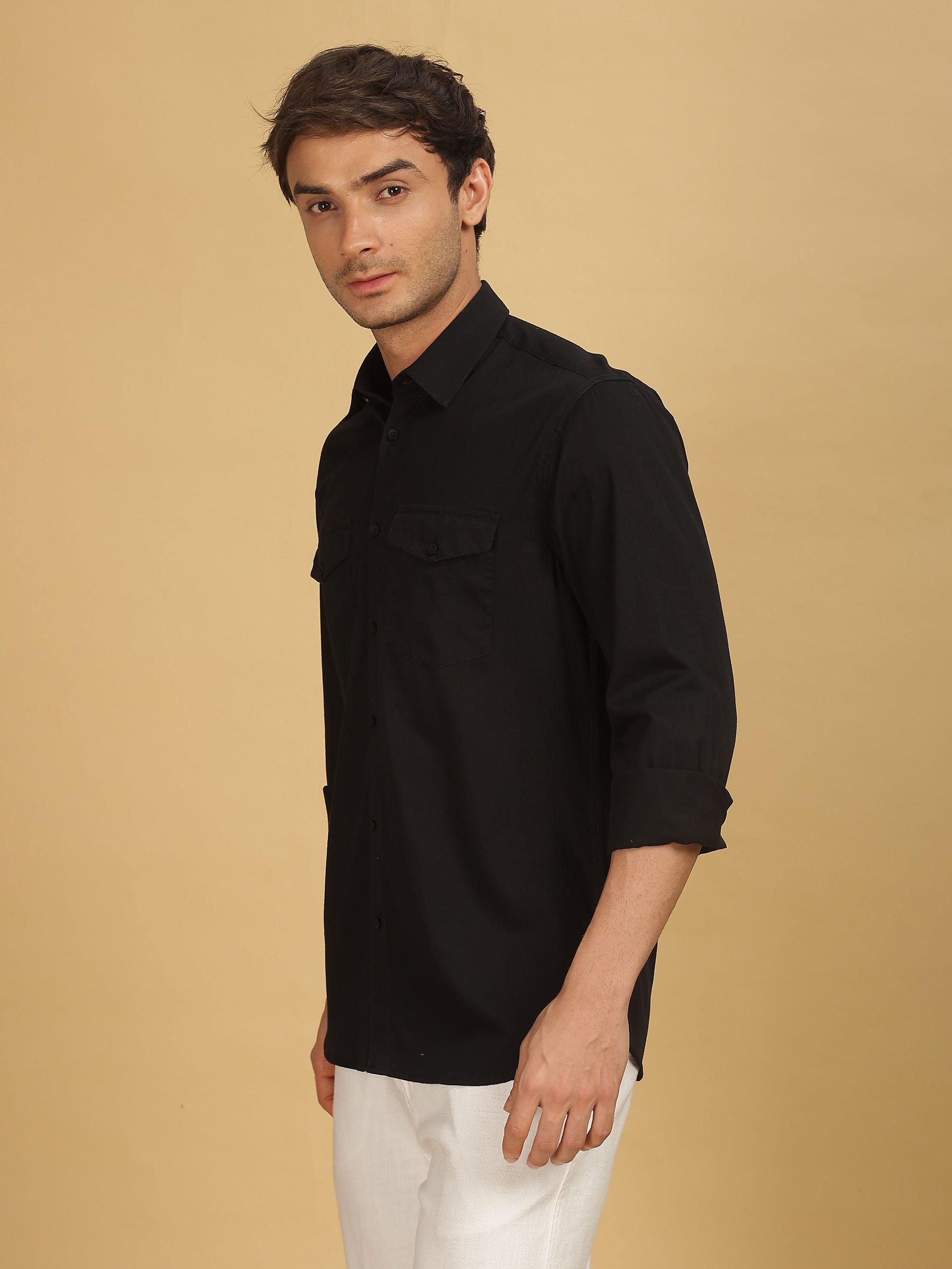 Mens Black Double Pocket 