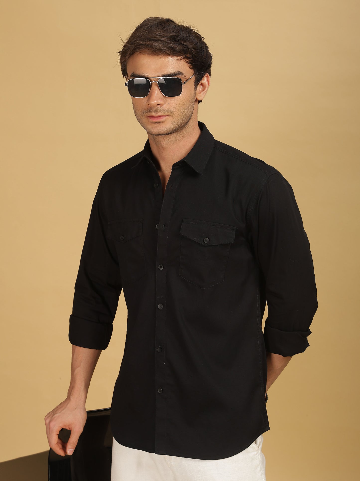 Mens Black Double Pocket 