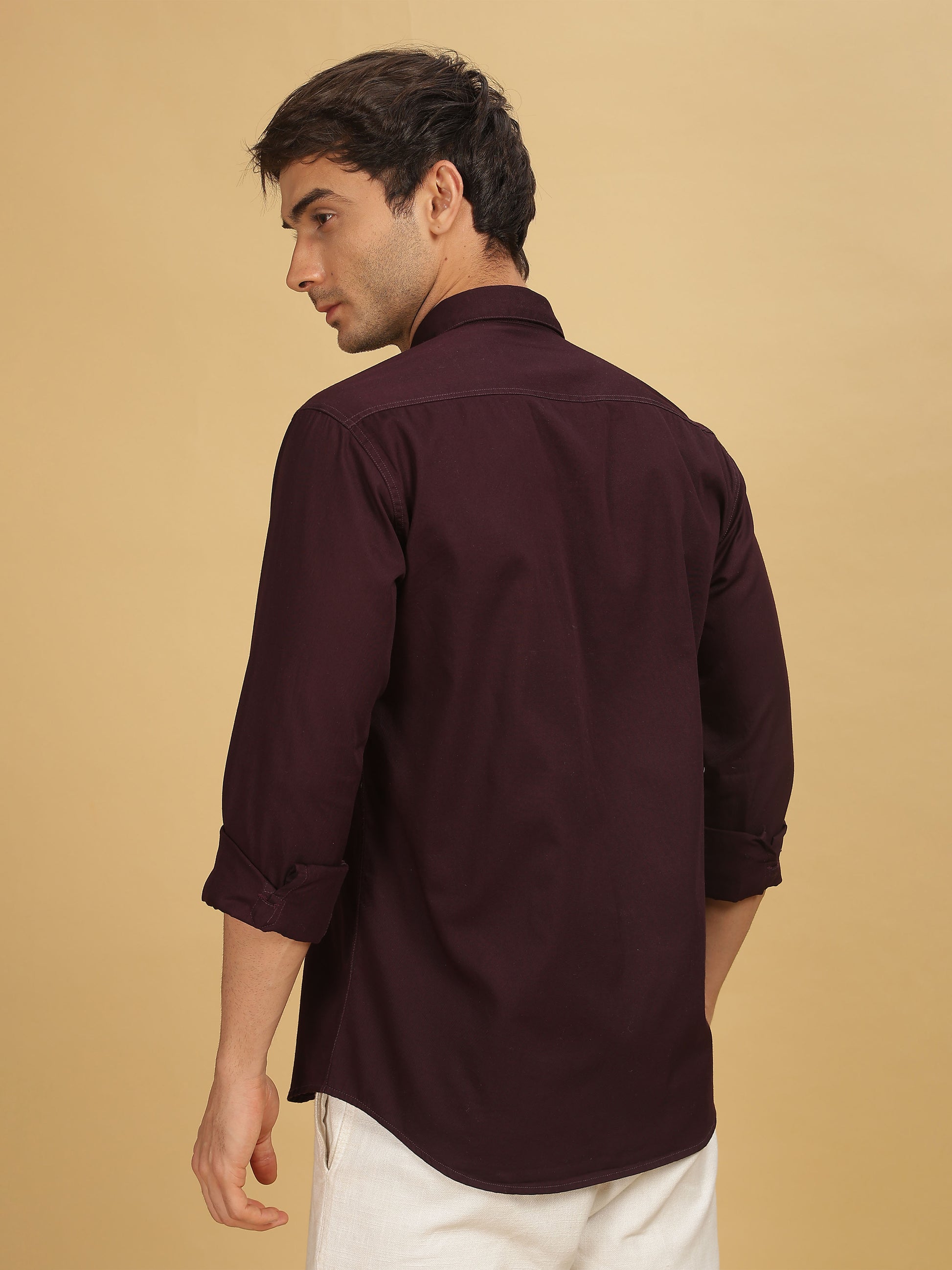 Maroon Double Pocket Shirt for Men