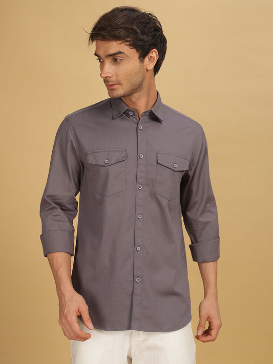 Dark Grey Double Pocket Shirt