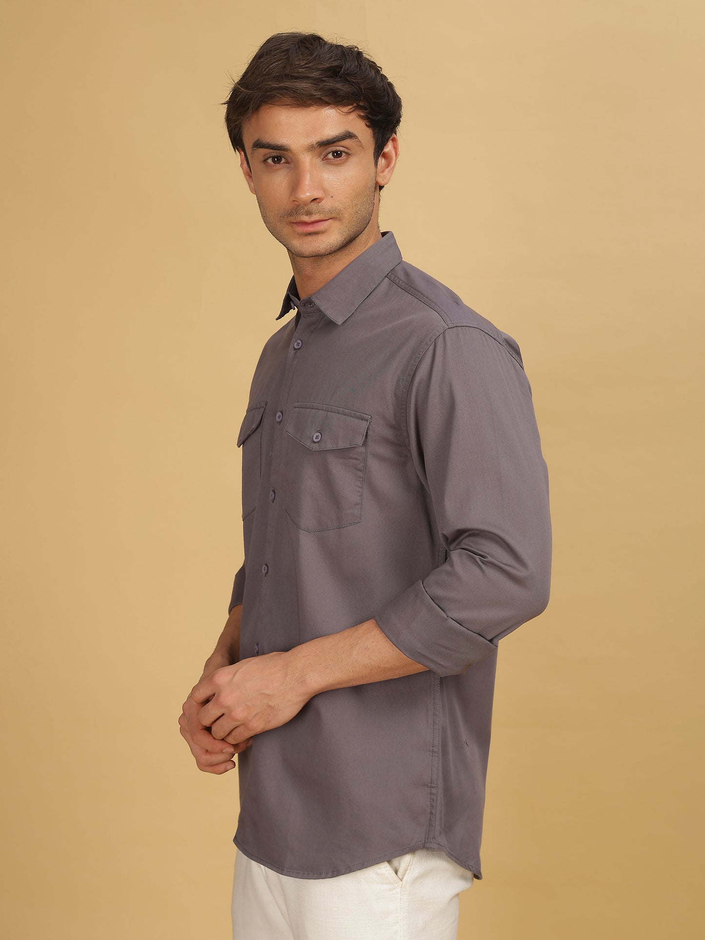 Dark Grey Double Pocket Shirt