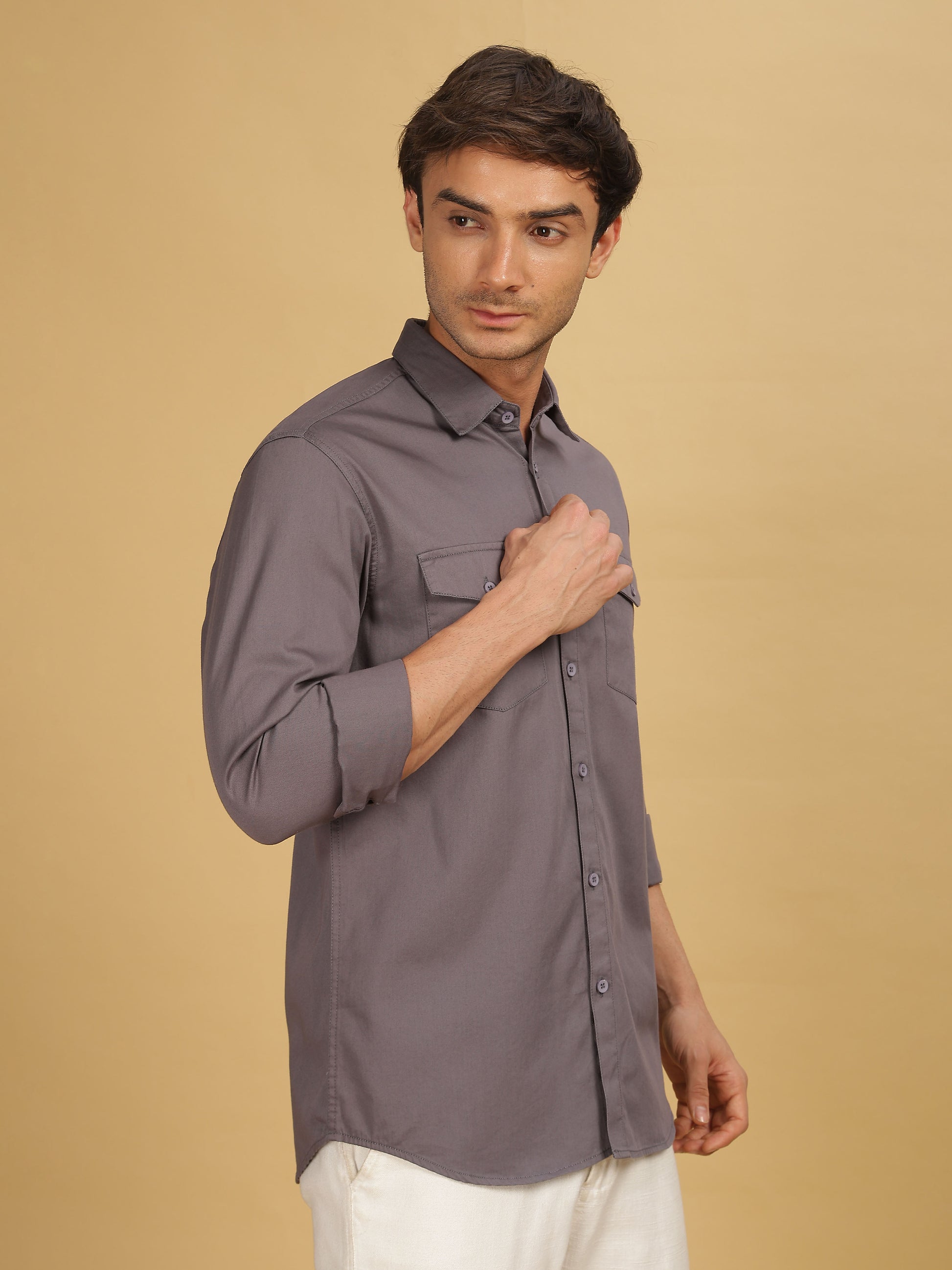 Dark Grey Double Pocket Shirt