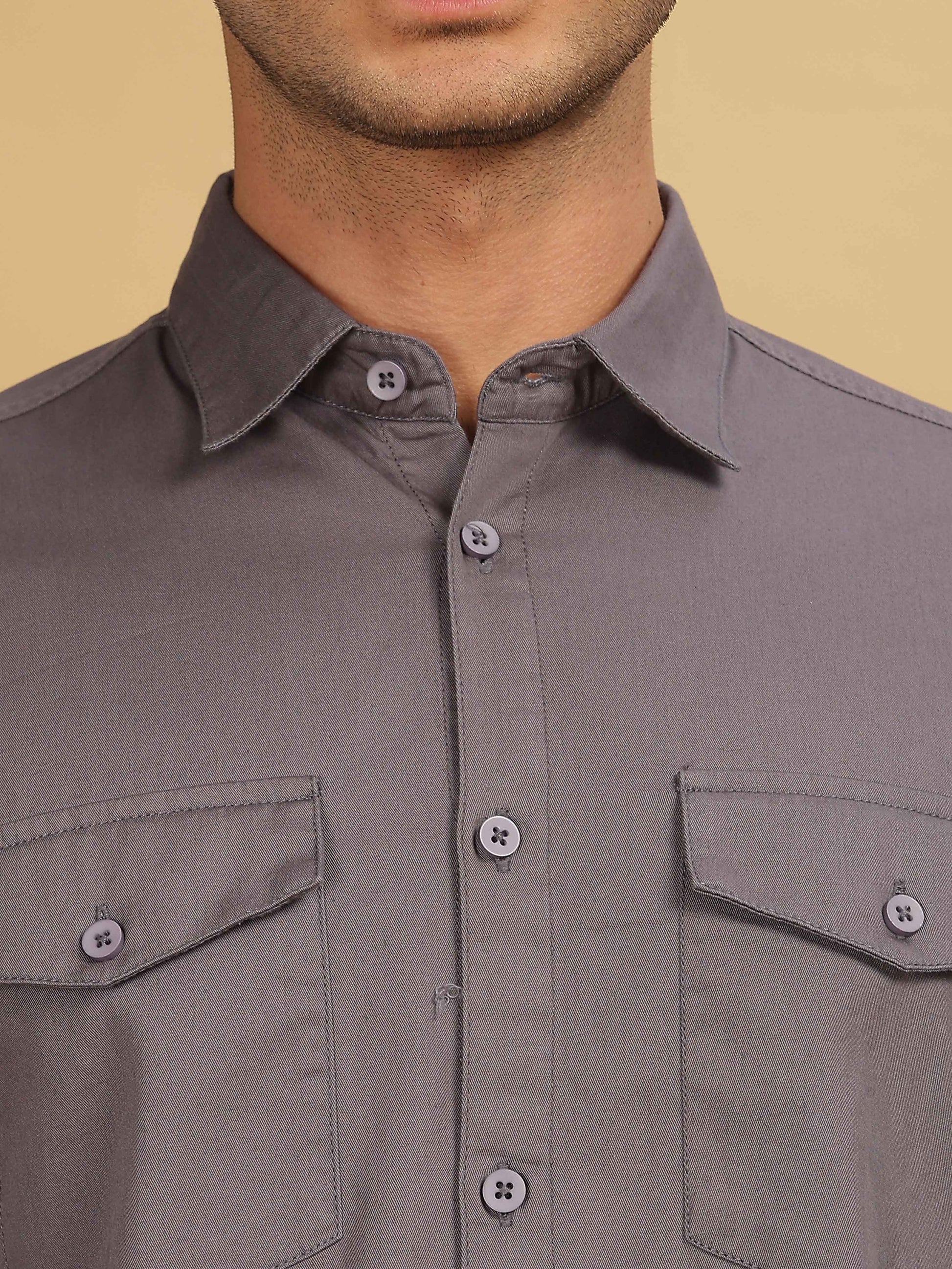 Dark Grey Double Pocket Shirt