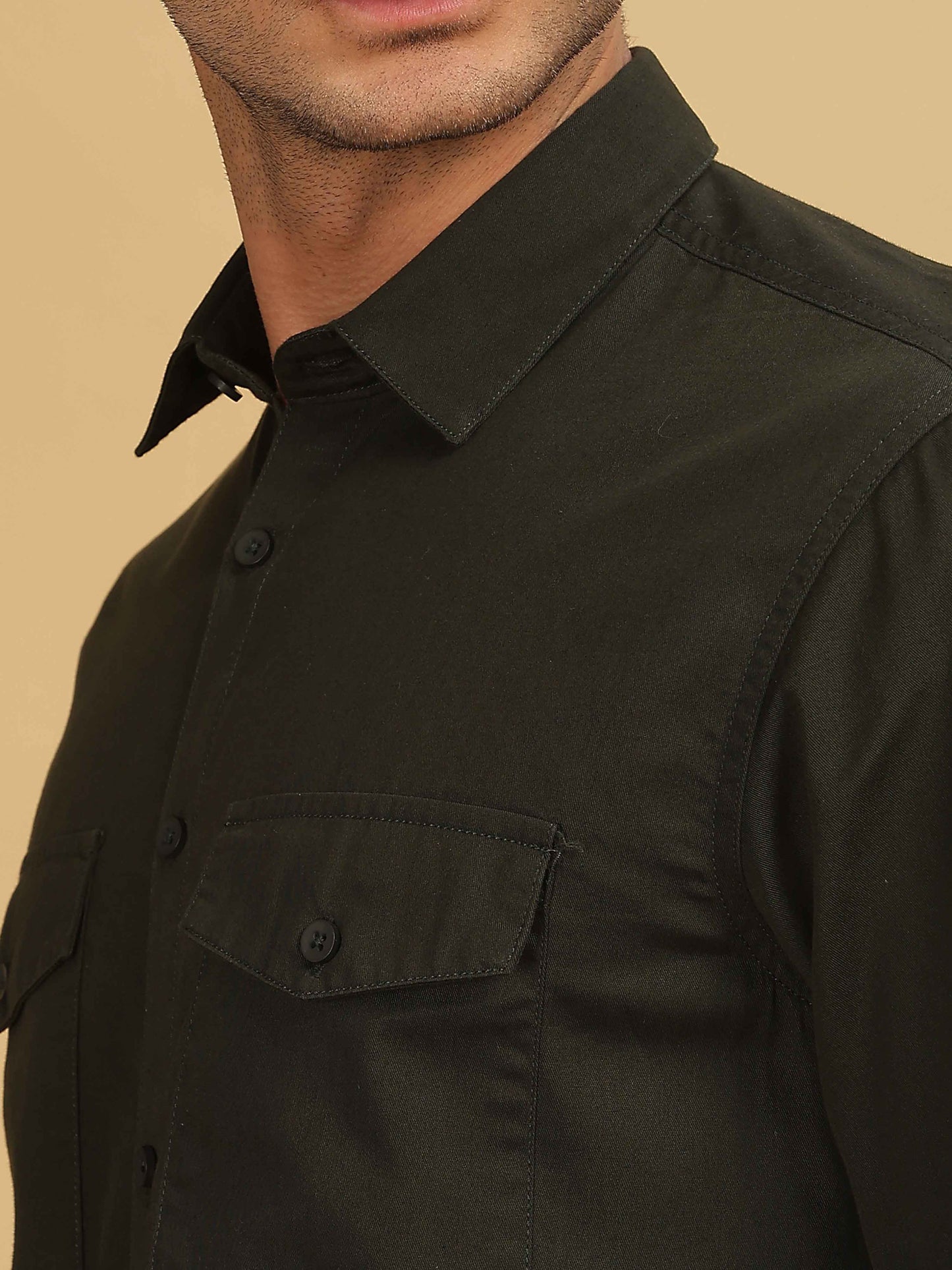 Olive Green Double Pocket Shirt 