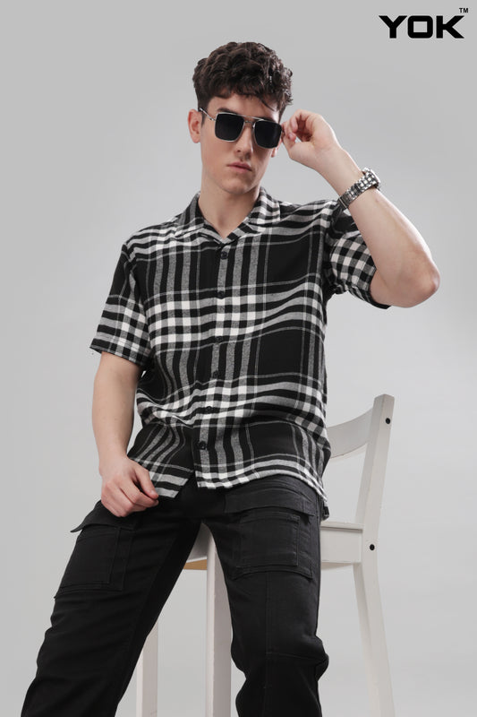 Black and Grey Check Shirt For Men