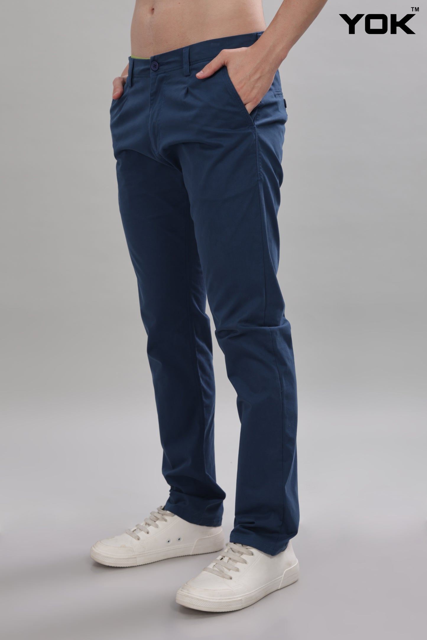 Dark Slate Grey Chino Trousers for Men