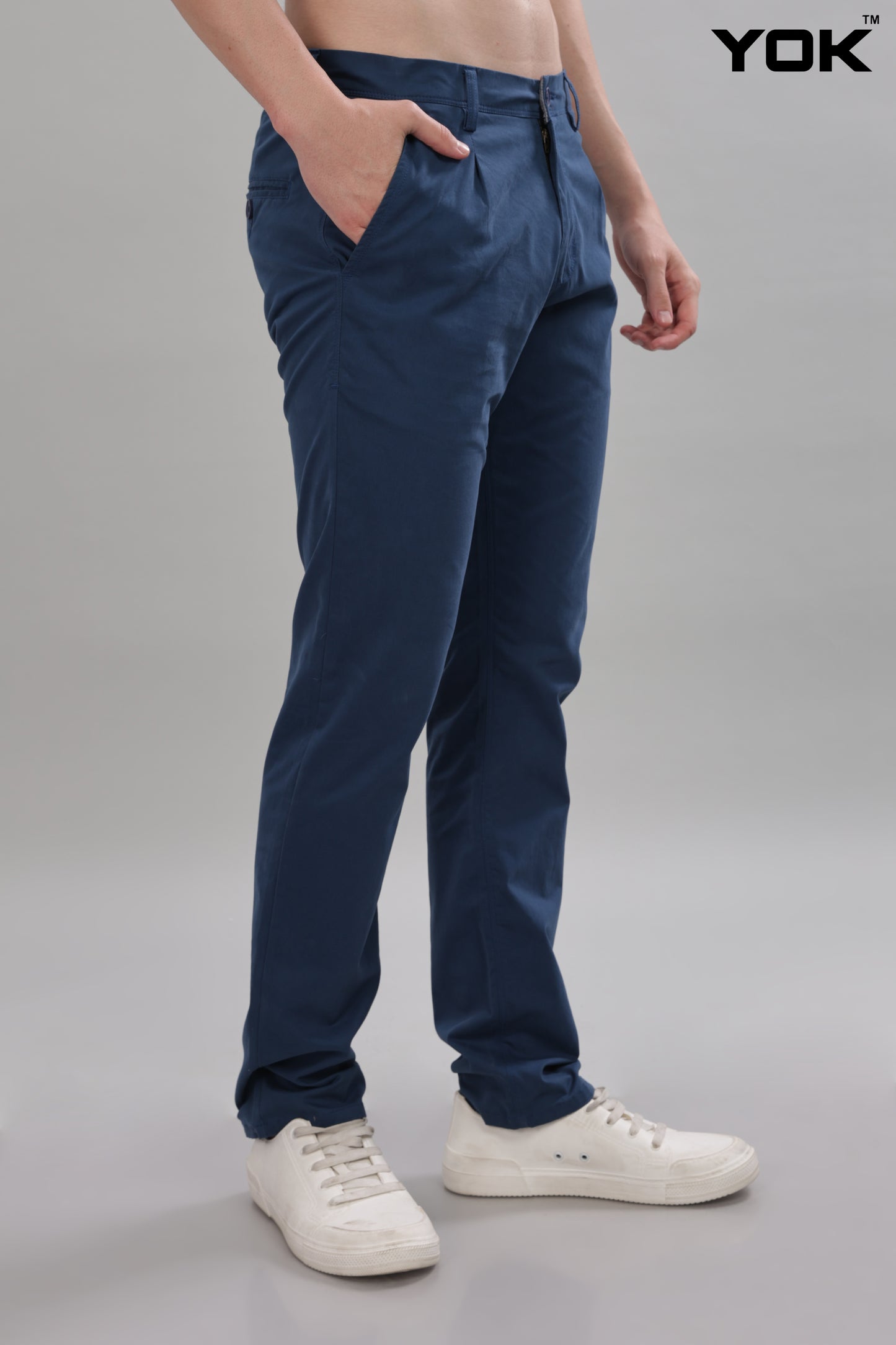 Dark Slate Grey Chino Trousers for Men