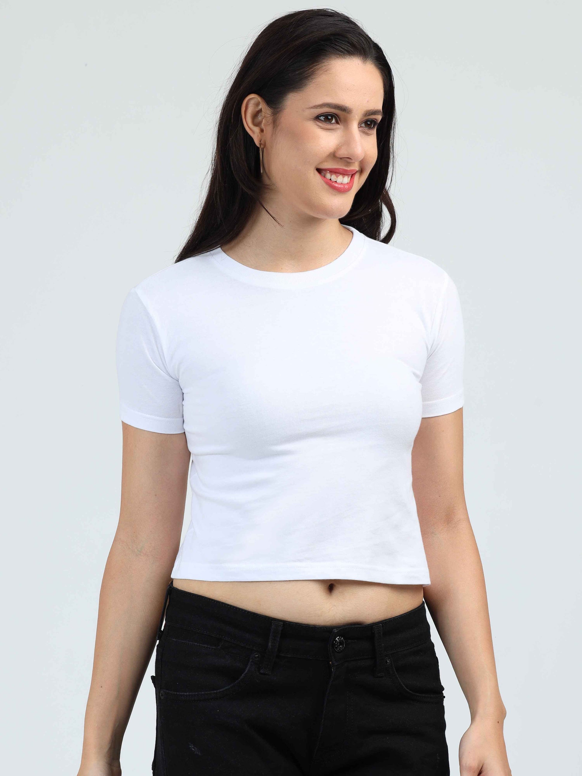  Womens White Color Crop Top