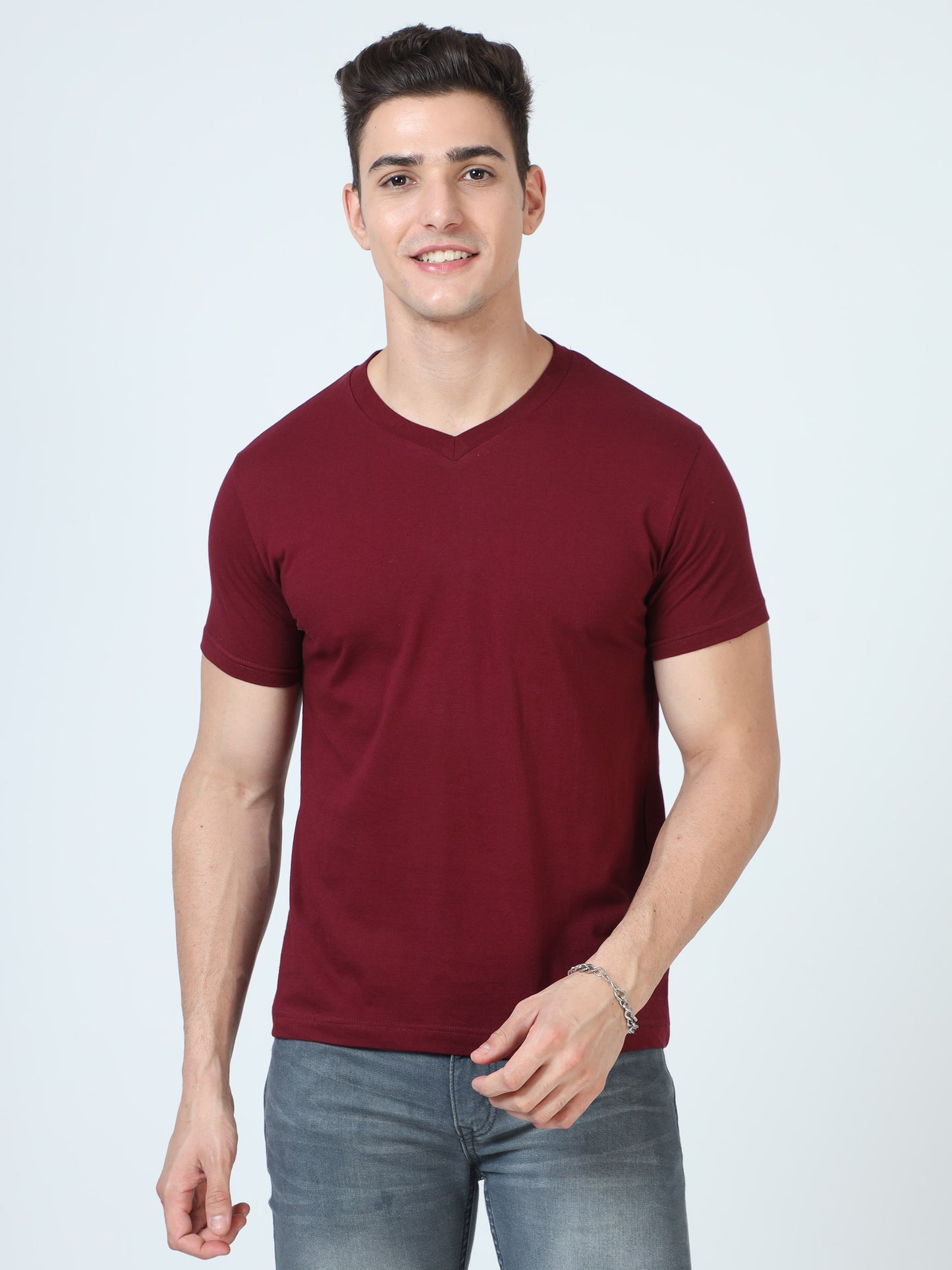  Maroon V Neck T Shirts for Men 