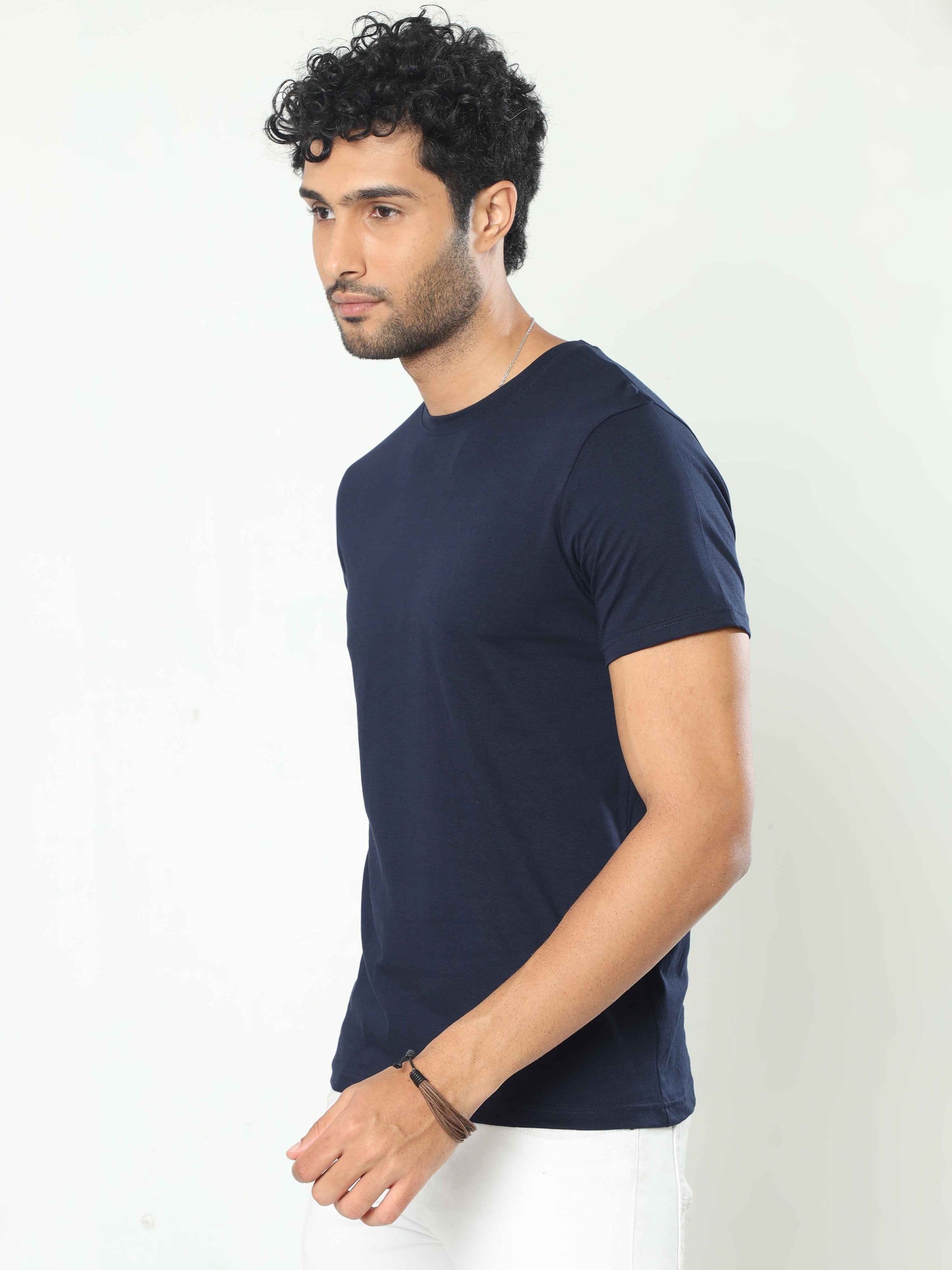 Mens Plain Navy Blue T Shirt