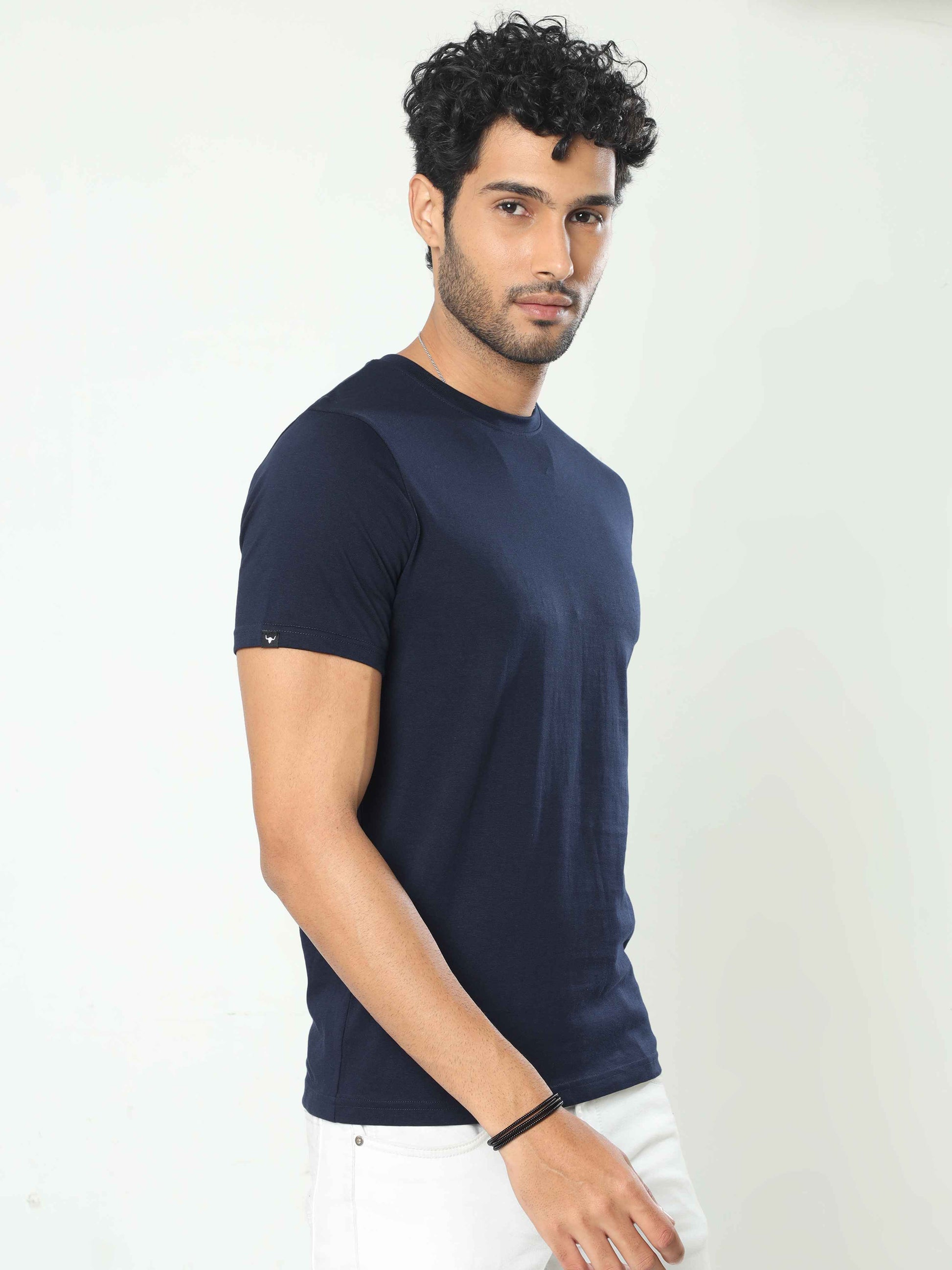 Mens Plain Navy Blue T Shirt