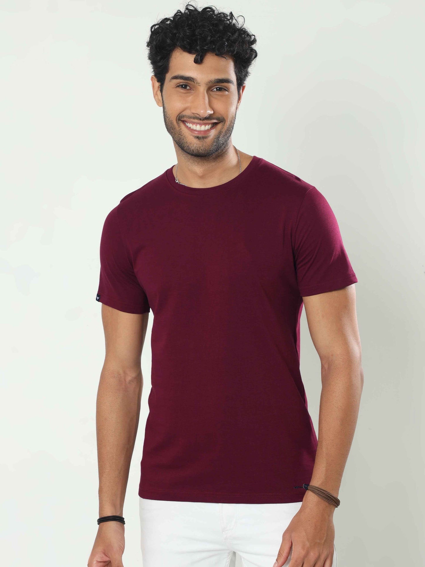 Mens Plain Burgundy T shirt