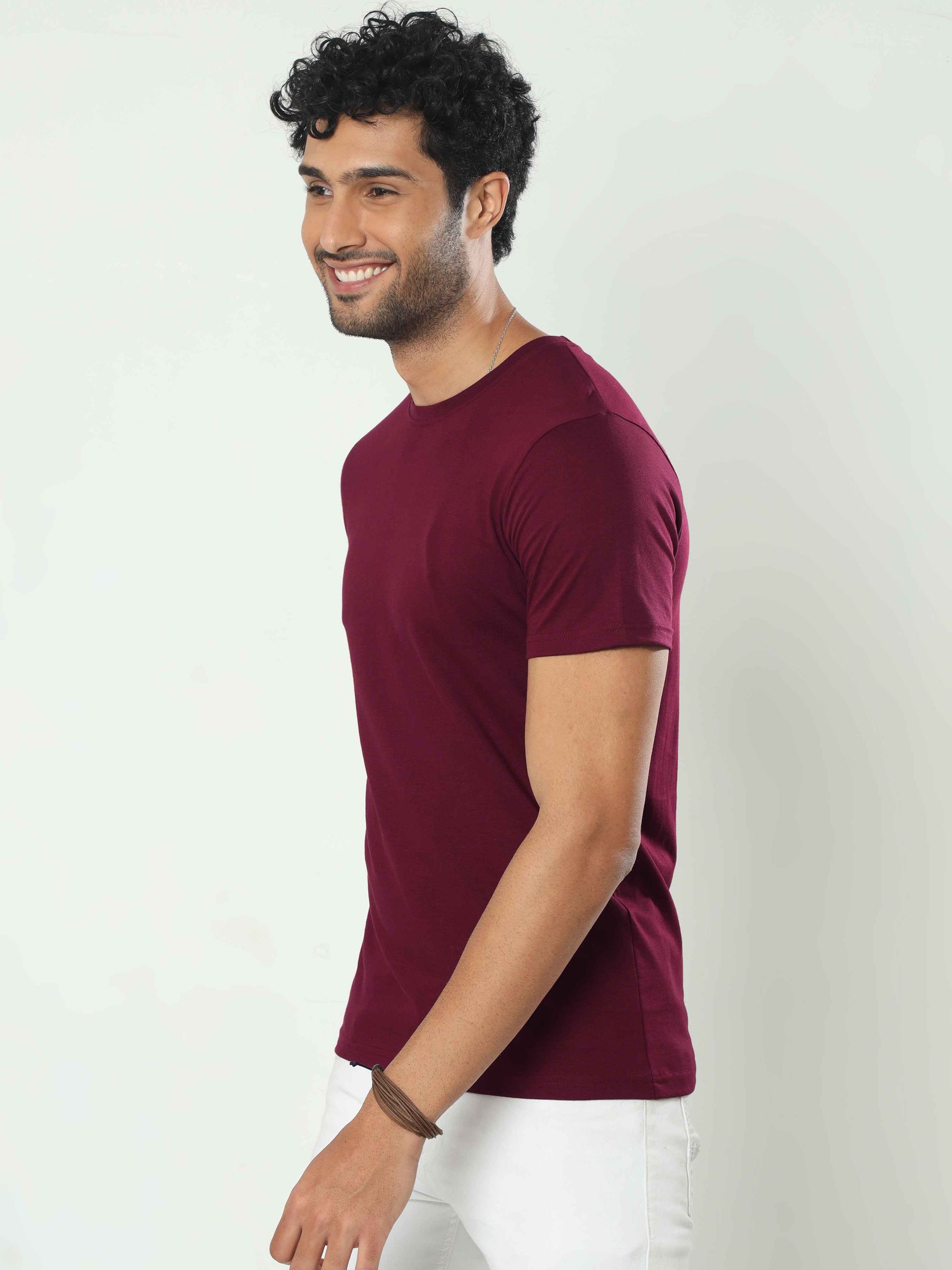 Mens Plain Burgundy T shirt