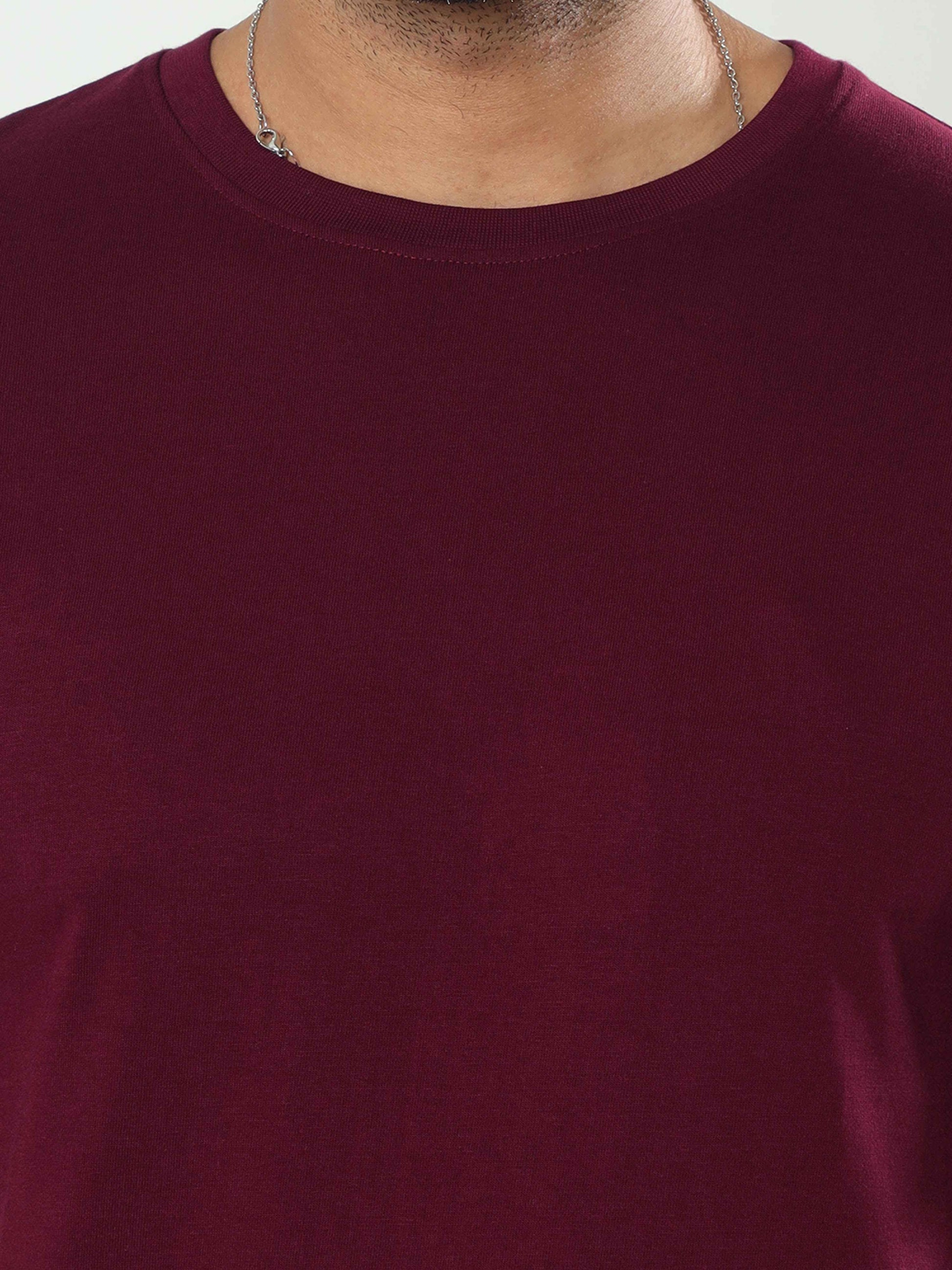 Mens Plain Burgundy T shirt