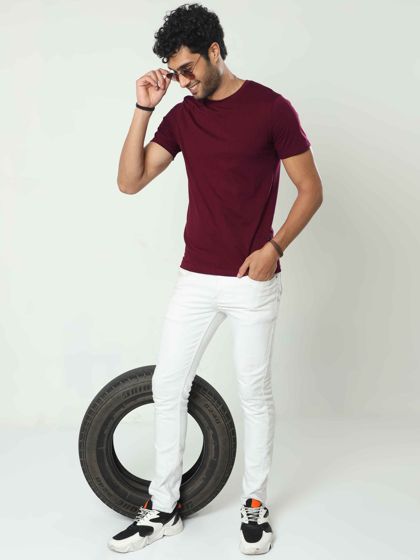 Mens Plain Burgundy T shirt