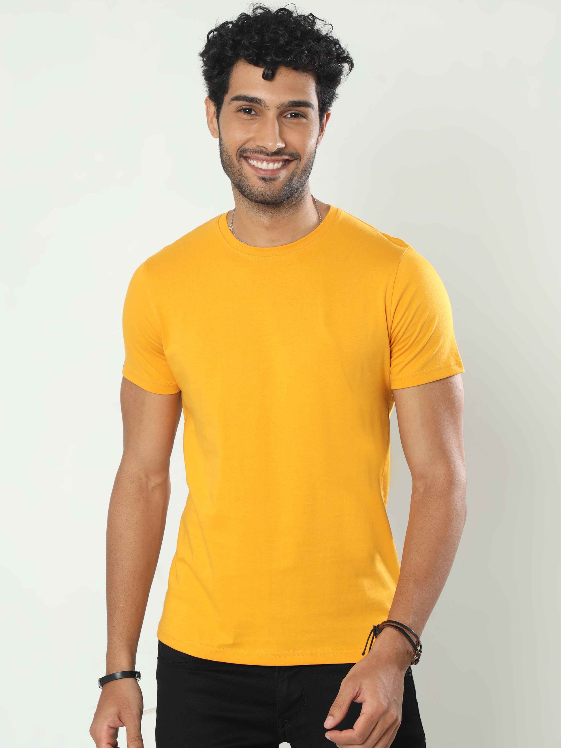 Plain Yellow T Shirts for Men