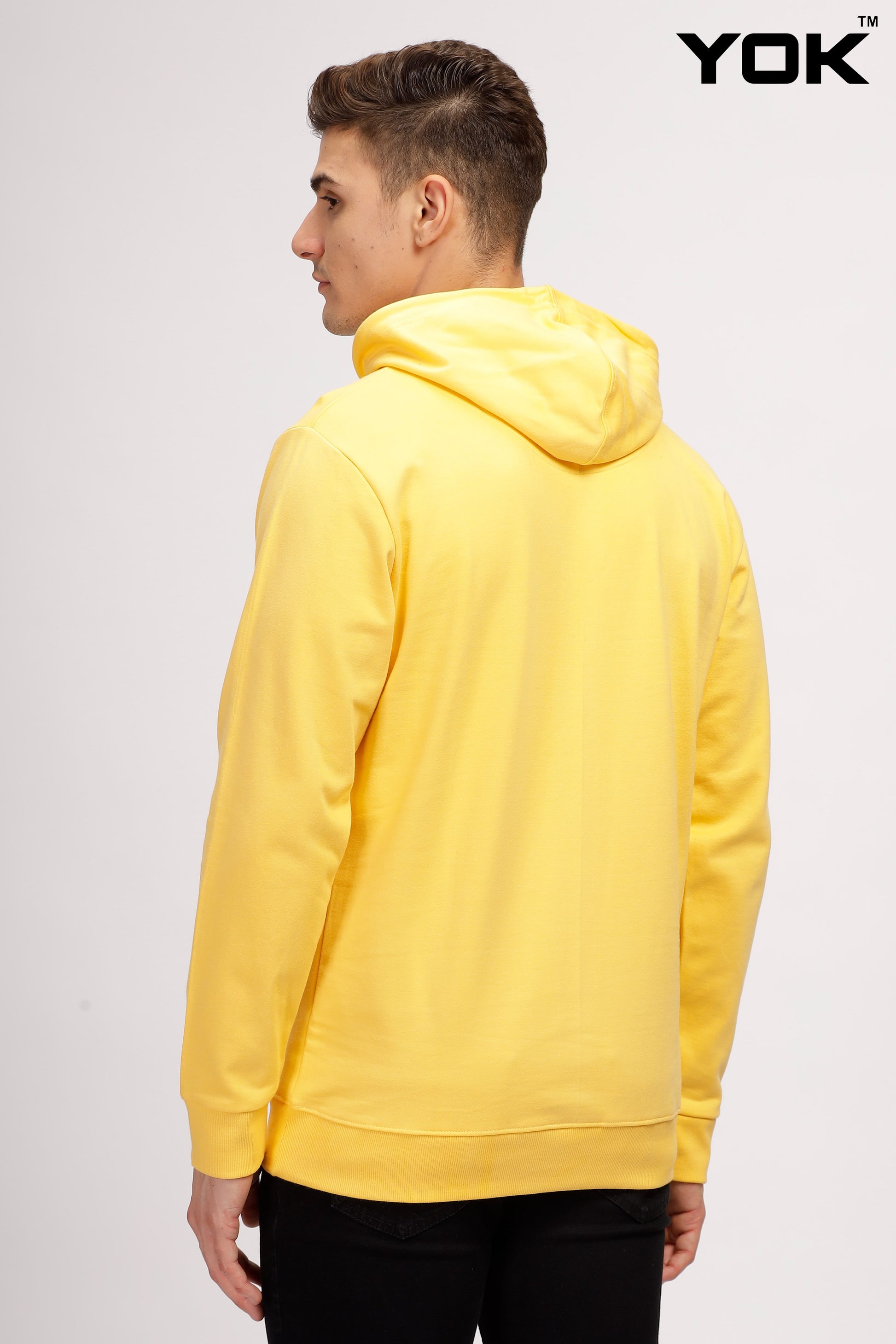  Plain Men's Yellow Hoodie 