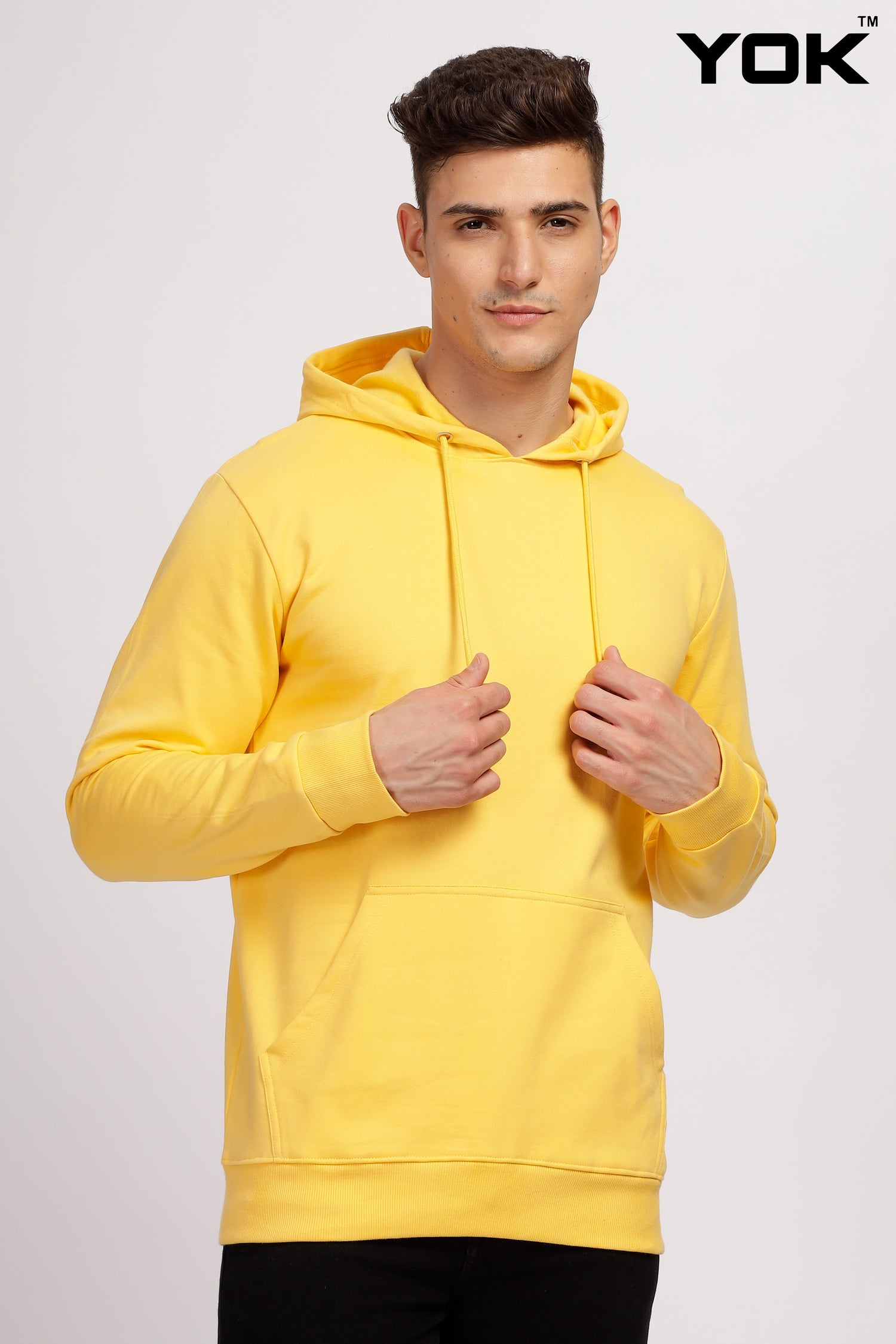  Plain Men's Yellow Hoodie 