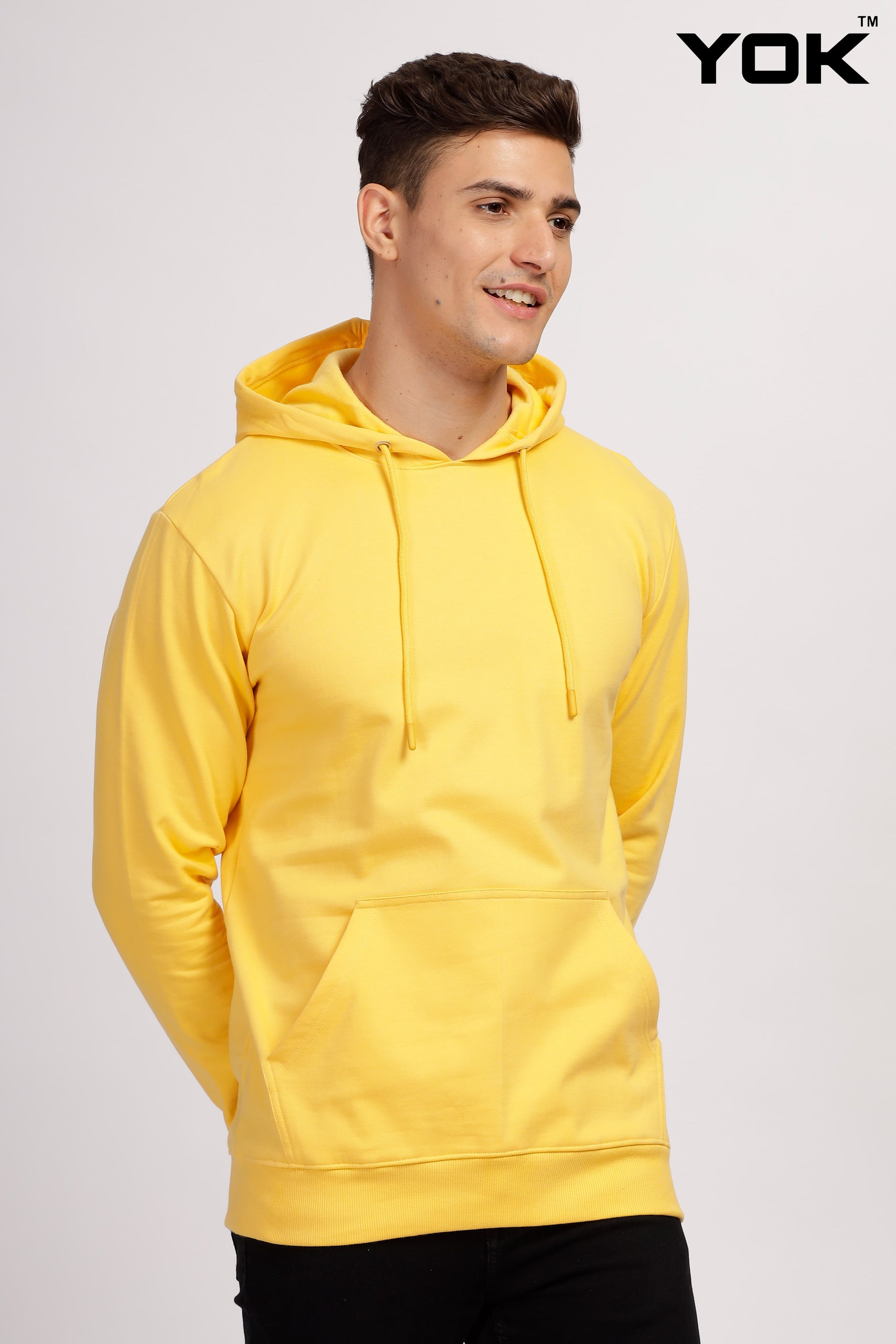  Plain Men's Yellow Hoodie 