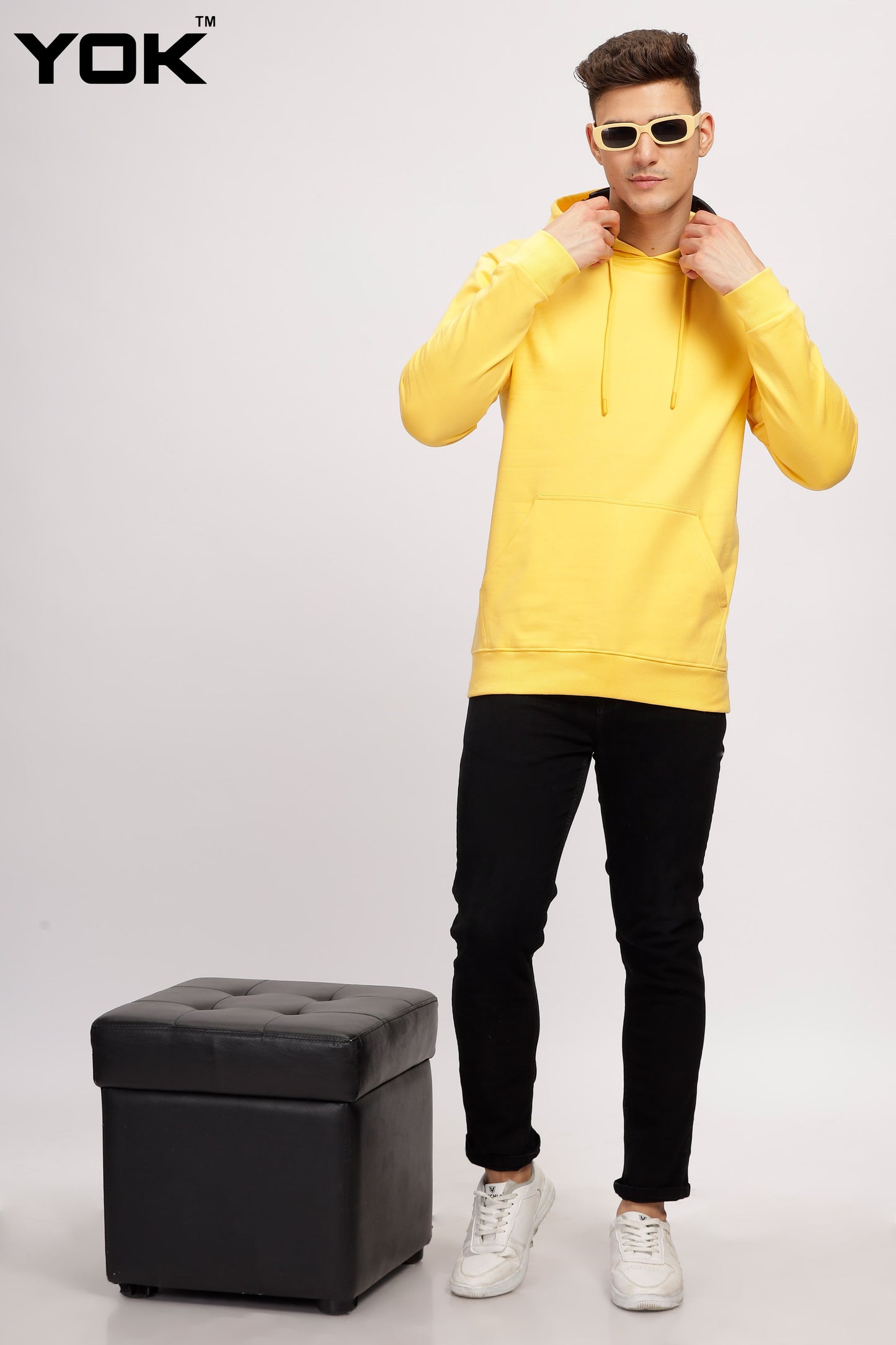  Plain Men's Yellow Hoodie 