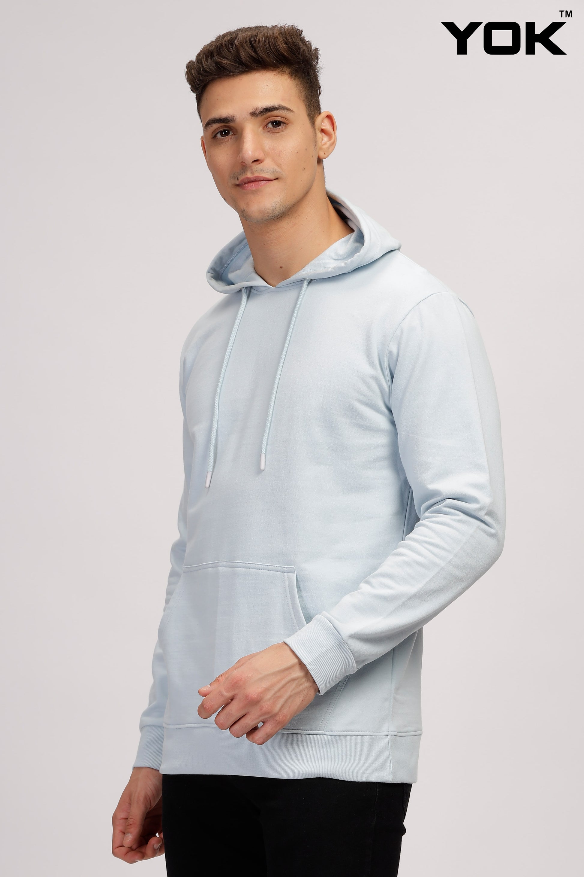 Plain Sky Blue Hoodie for Men 