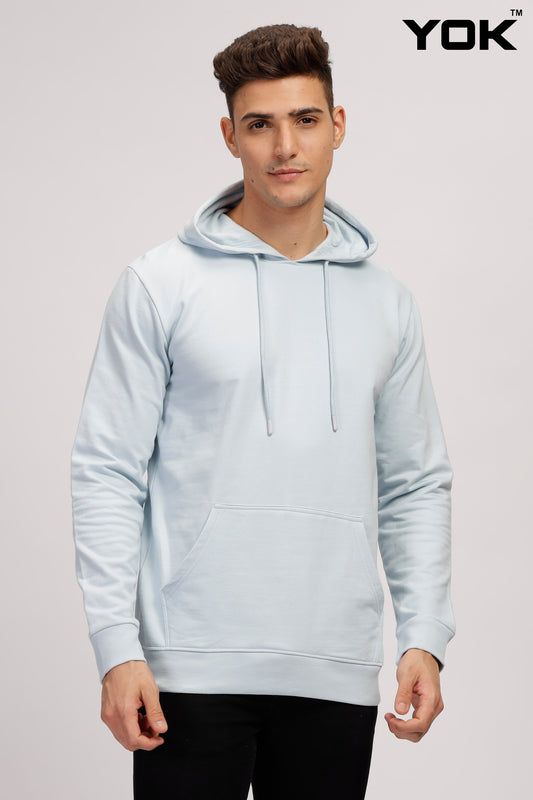 Plain Sky Blue Hoodie for Men 