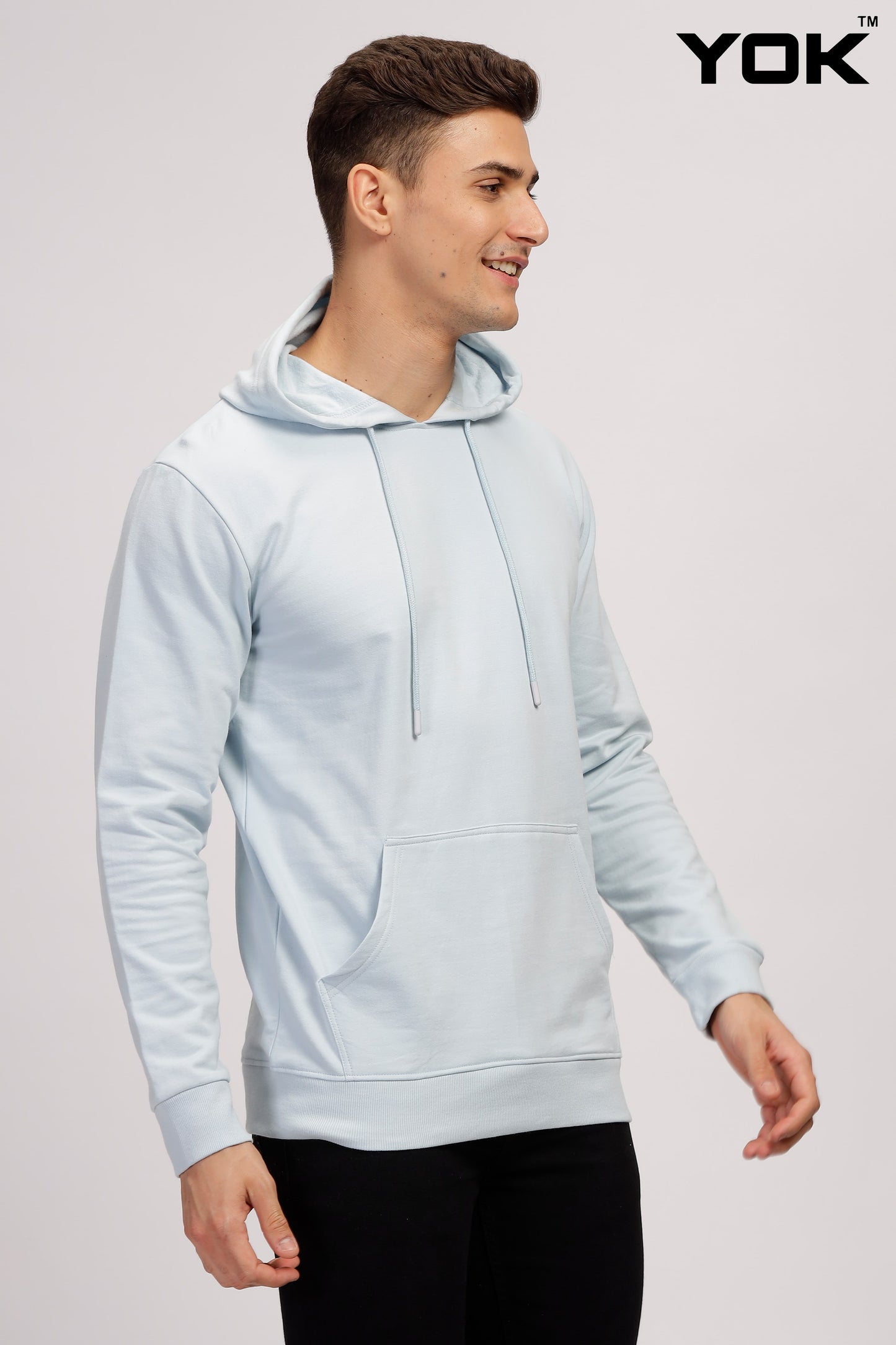 Plain Sky Blue Hoodie for Men 