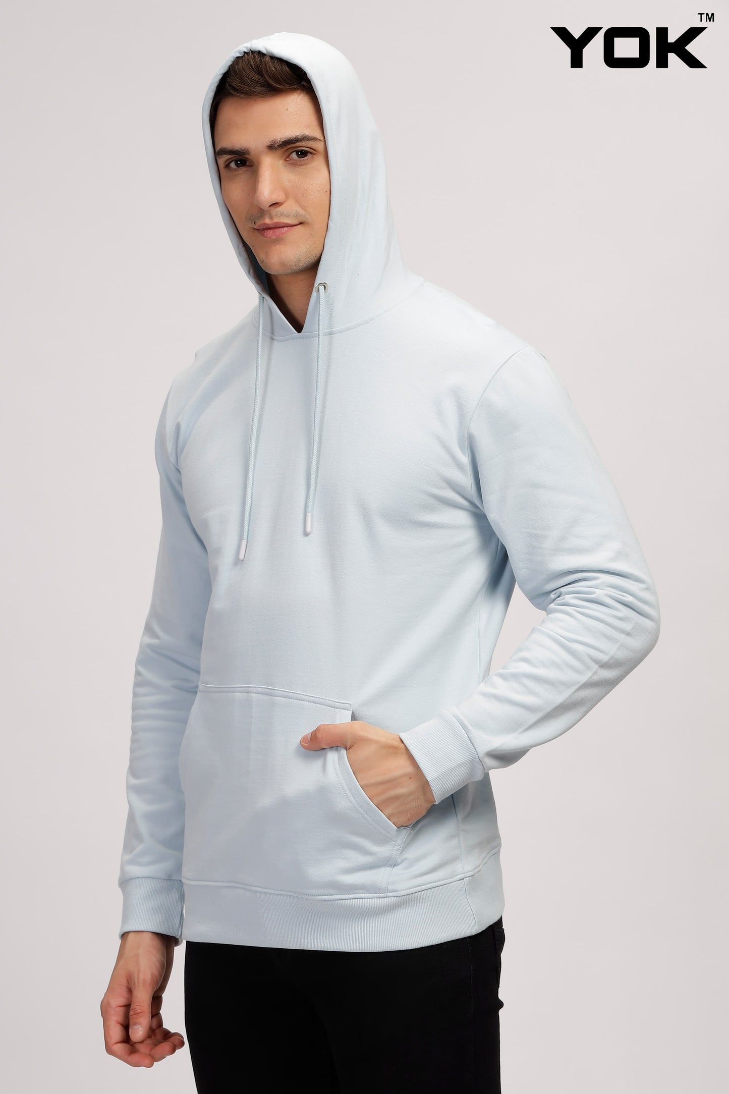 Plain Sky Blue Hoodie for Men 