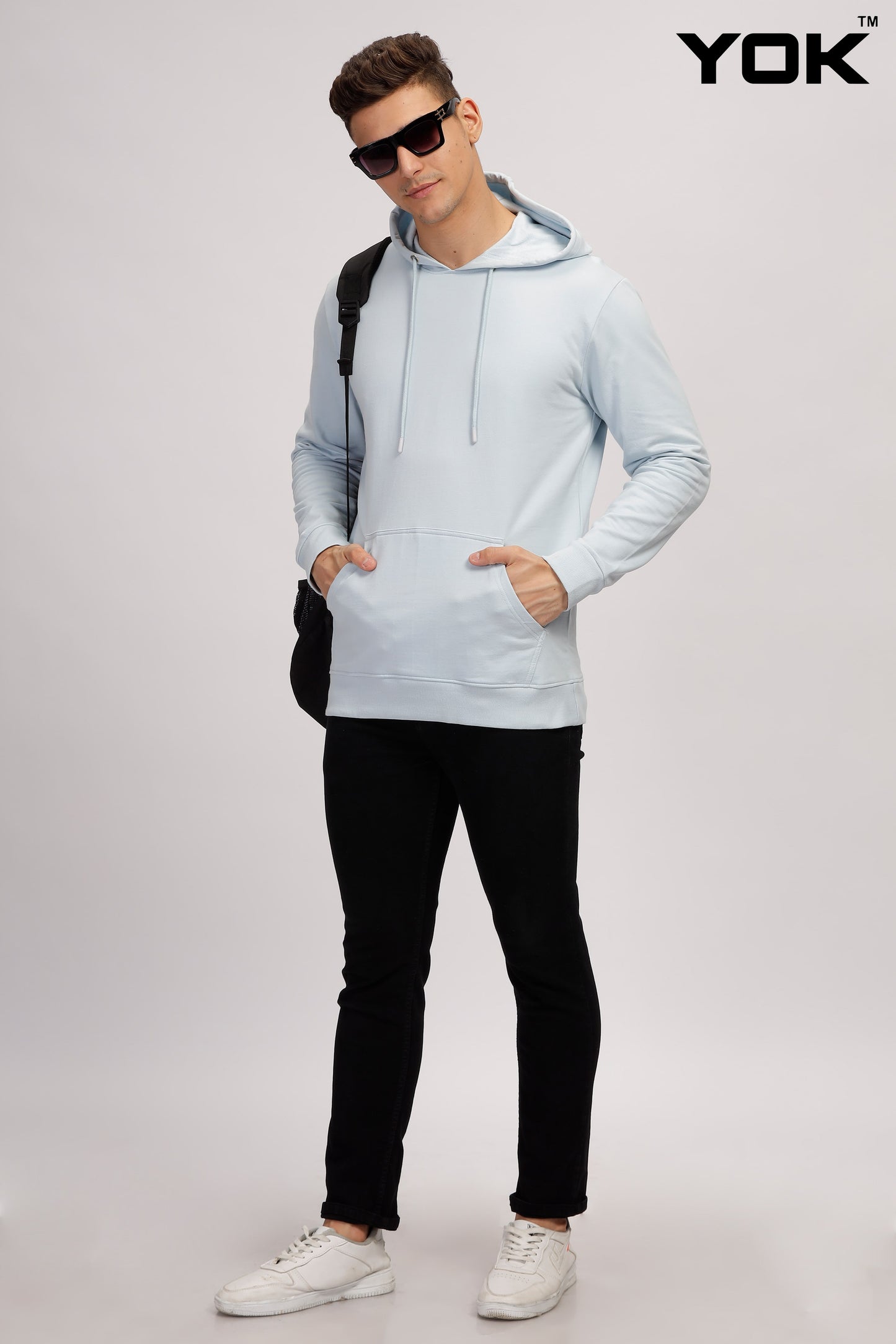 Plain Sky Blue Hoodie for Men 