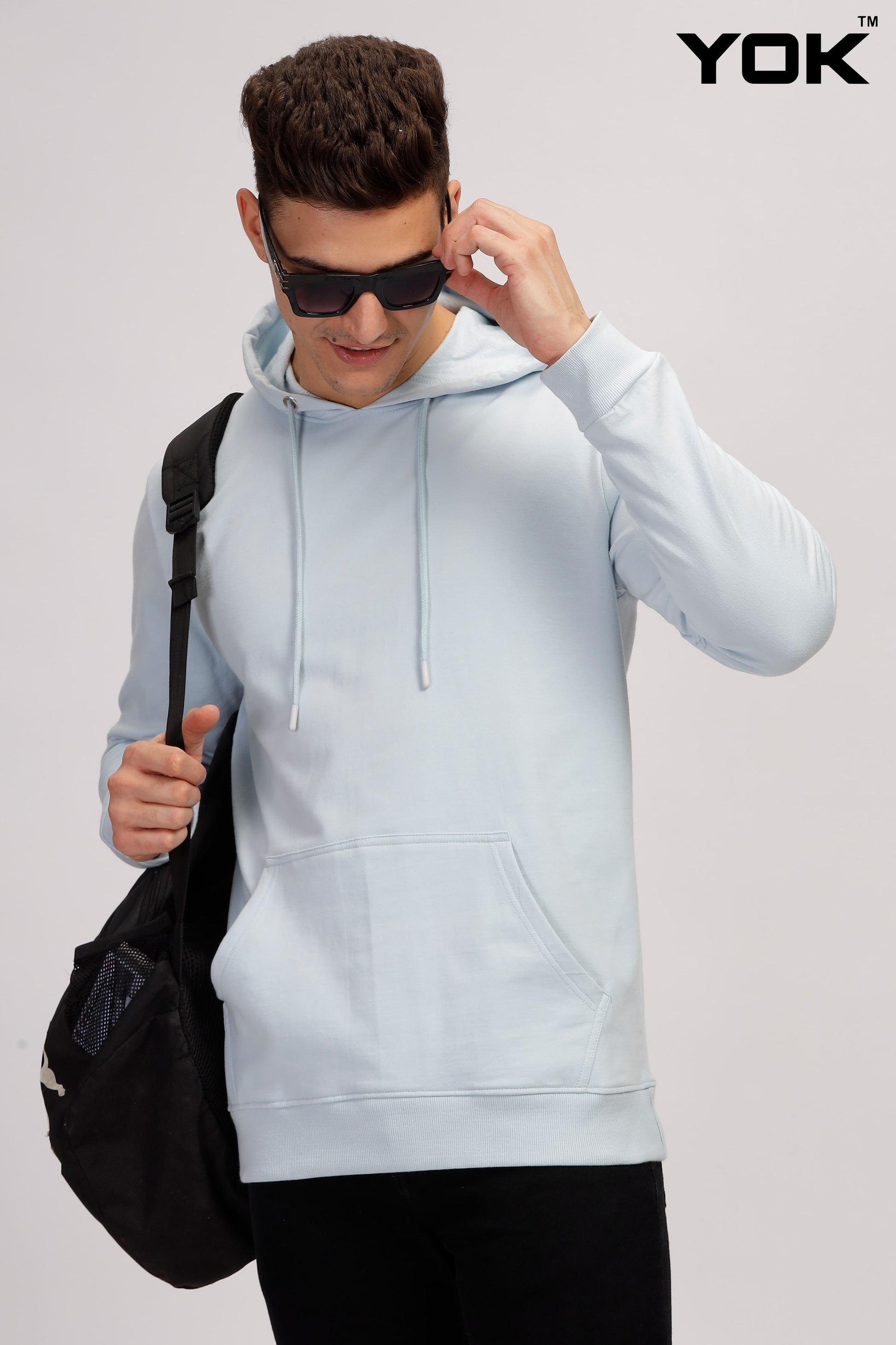 Plain Sky Blue Hoodie for Men 