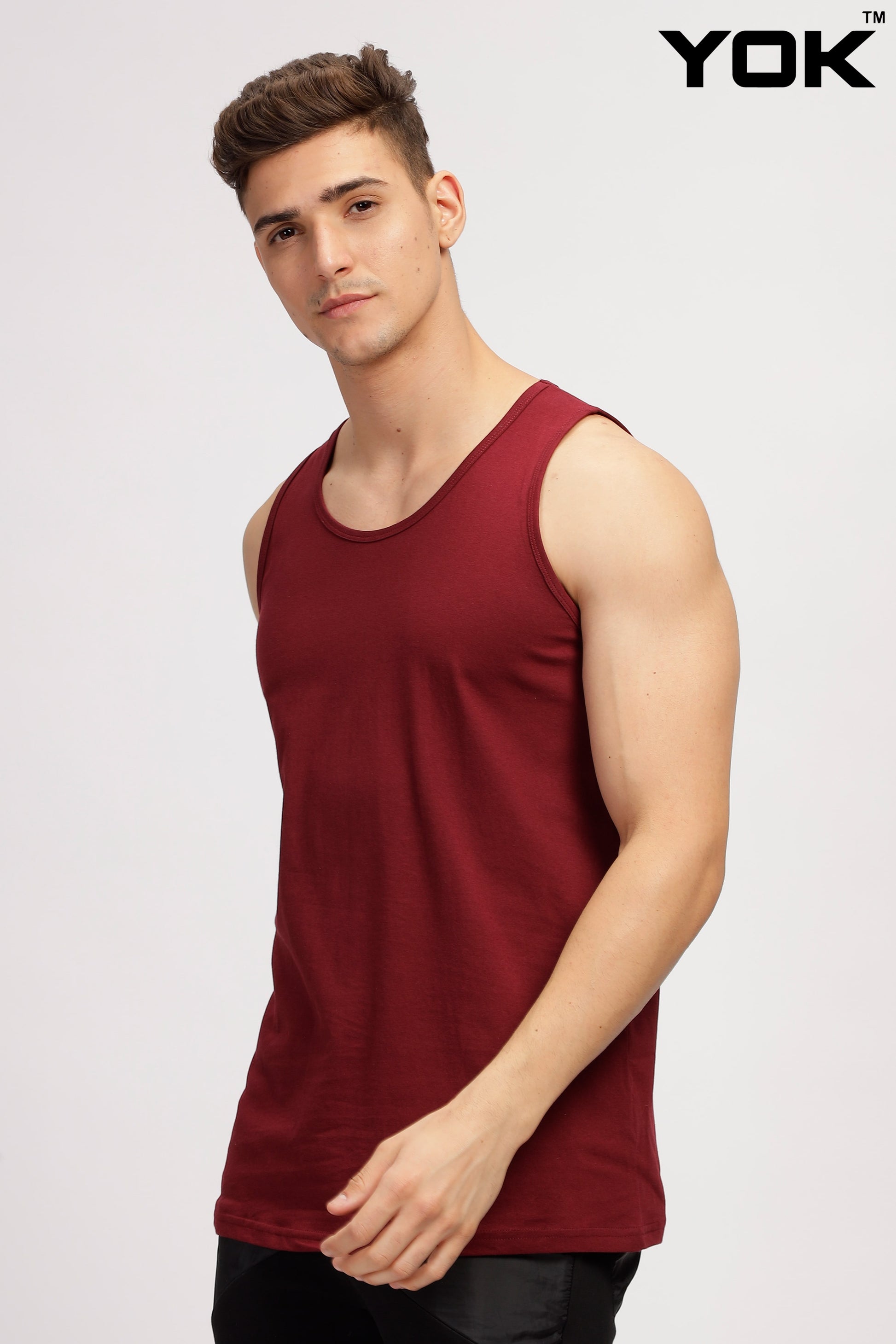 maroon tank top