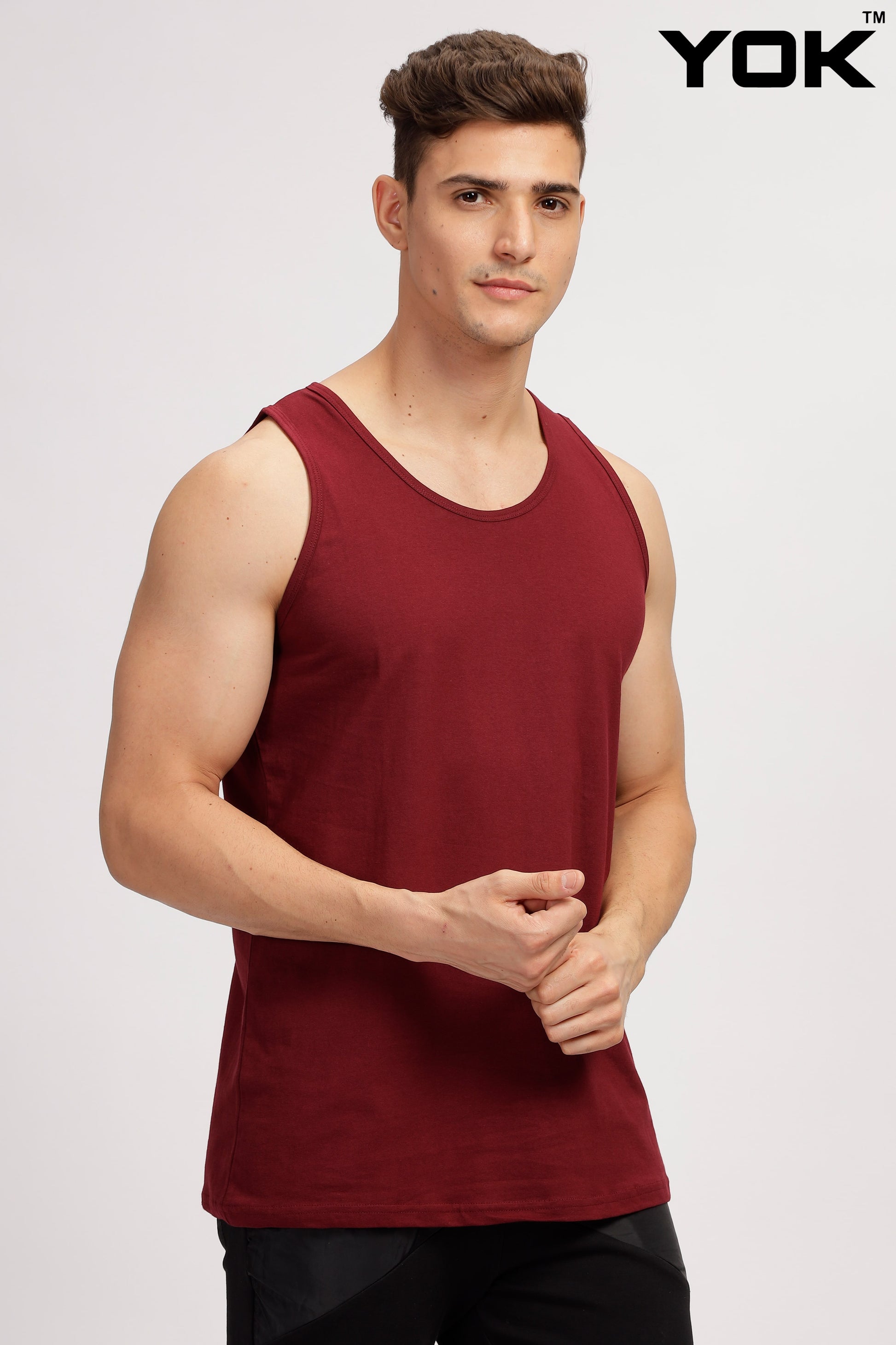 maroon tank top