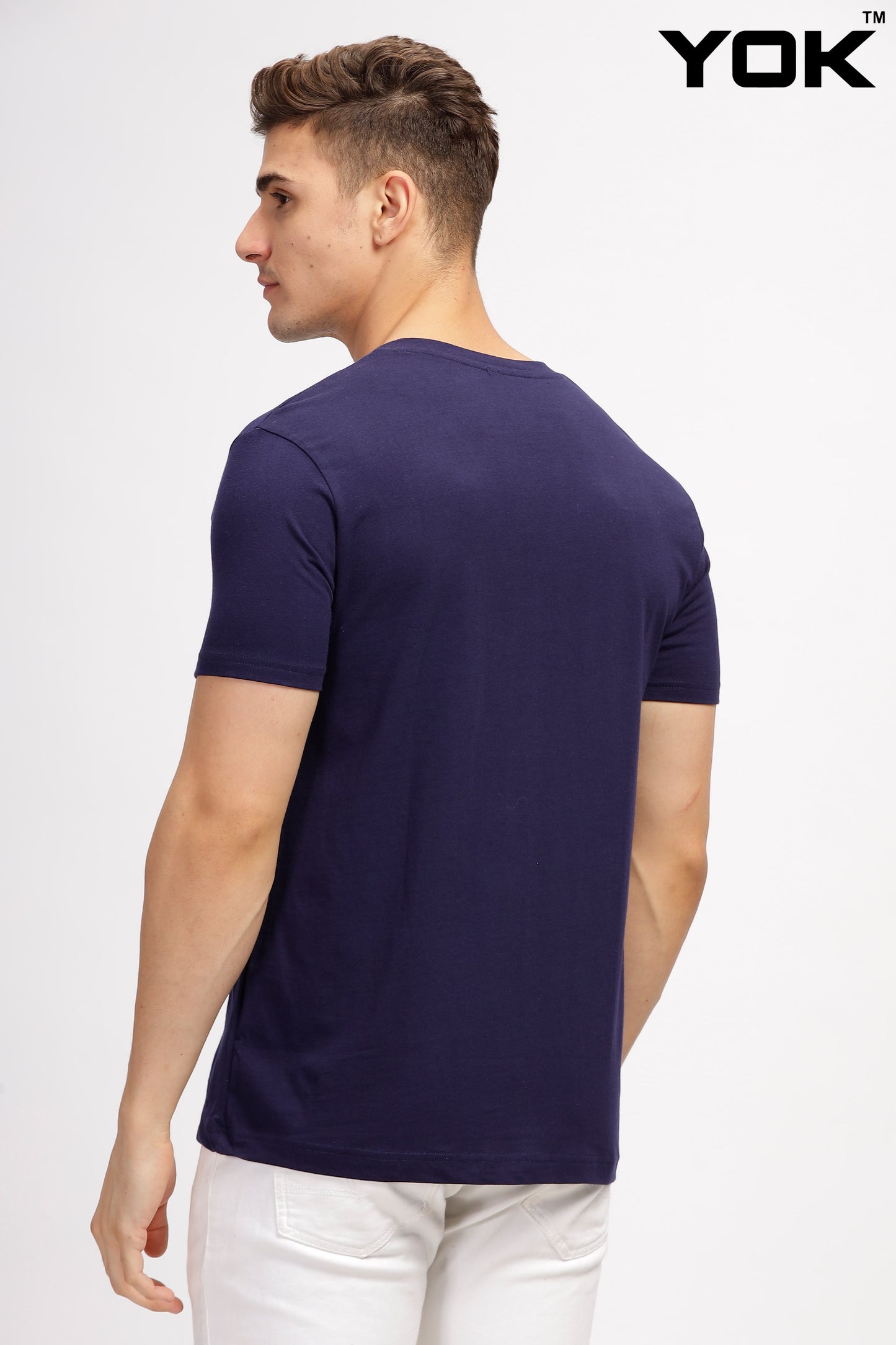 Navy V  Neck T Shirts