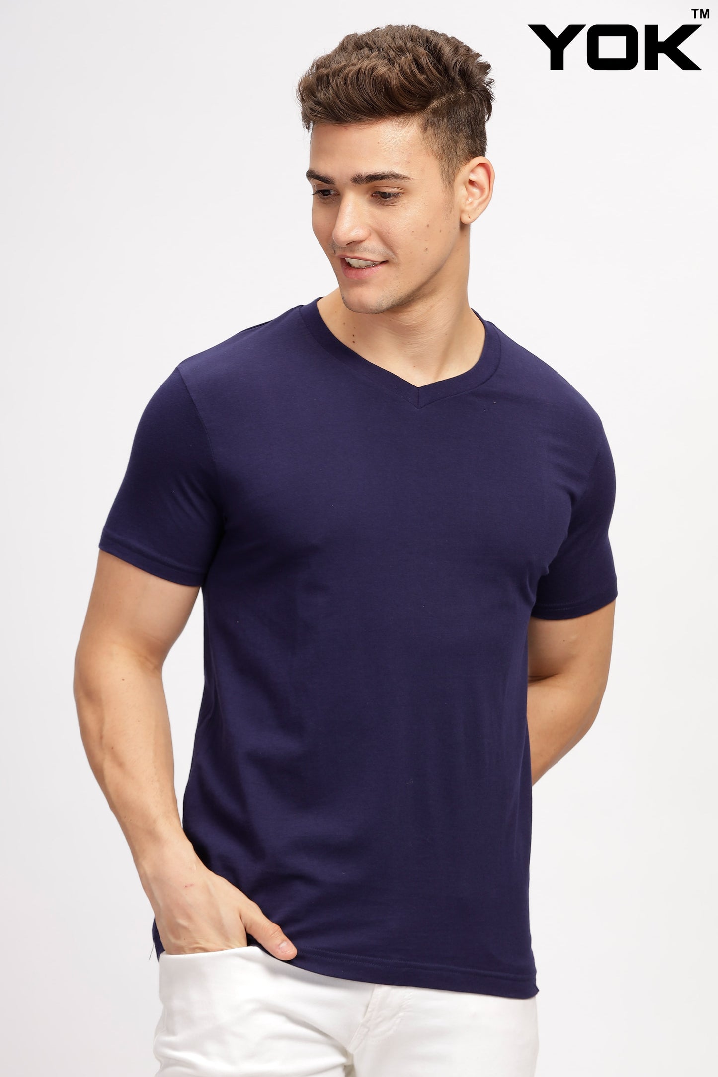 Navy V  Neck T Shirts